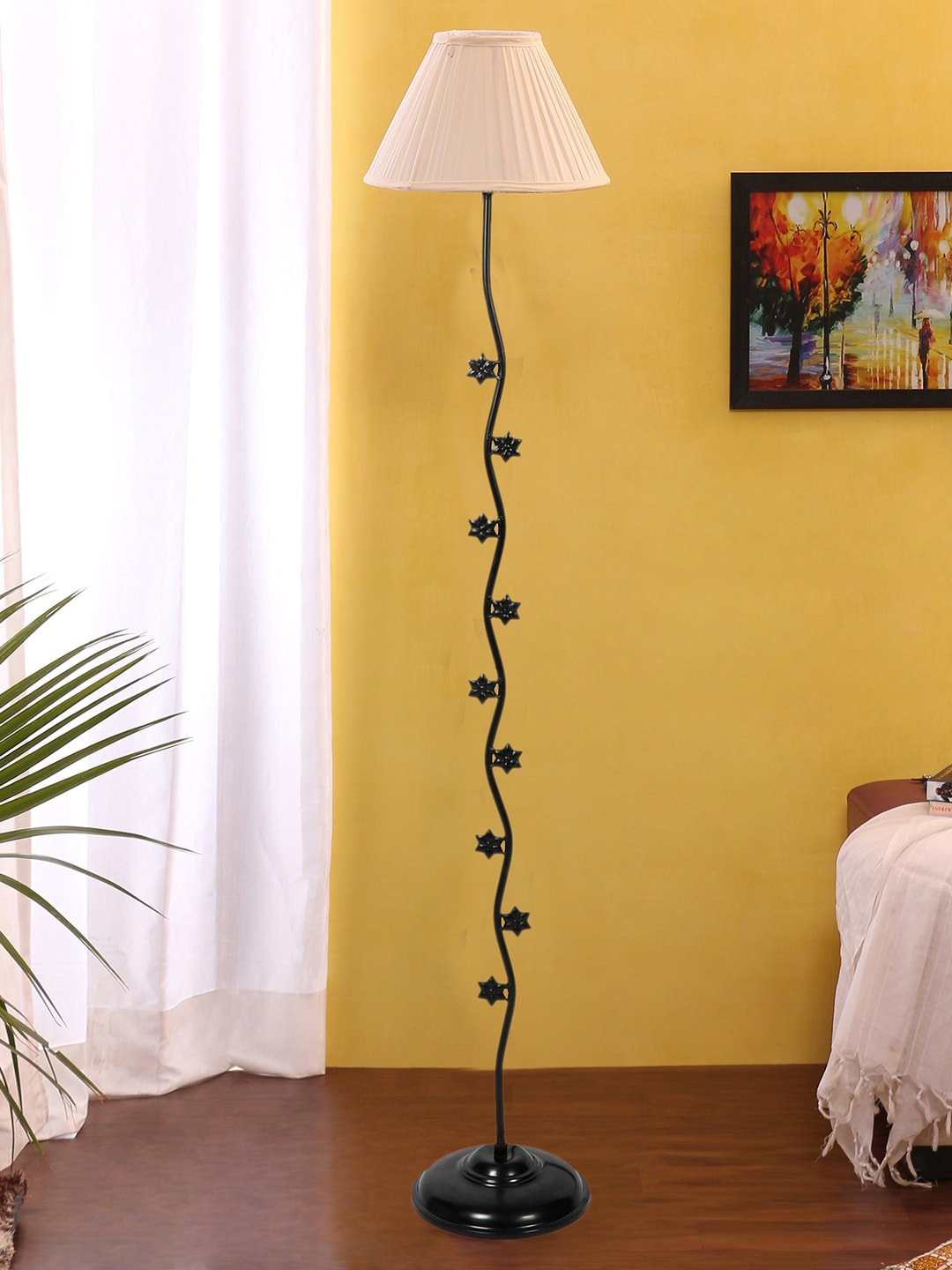 Devansh Off-White & Black Textured Star Iron Floor Lamp With Cotton Knife Pleated Shade
Devansh Off-White & Black Textured Star Iron Floor Lamp With Cotton Knife Pleated Shade