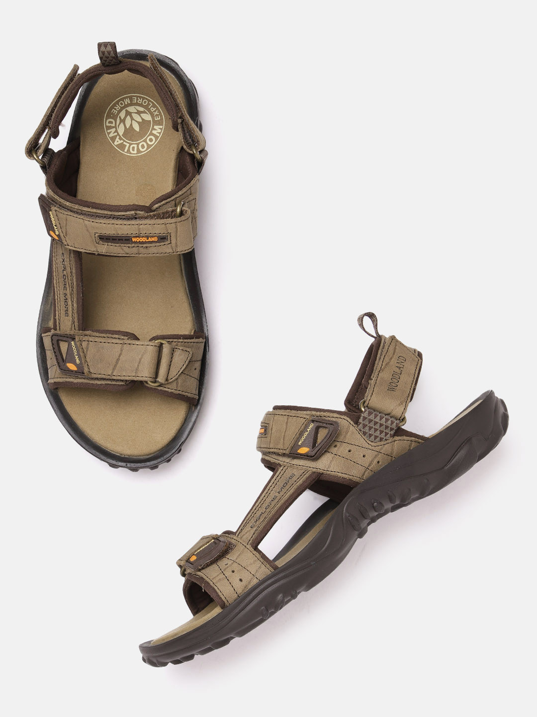Woodland Men Leather Comfort Sandals, Khaki 
Woodland Men Leather Comfort Sandals, Khaki