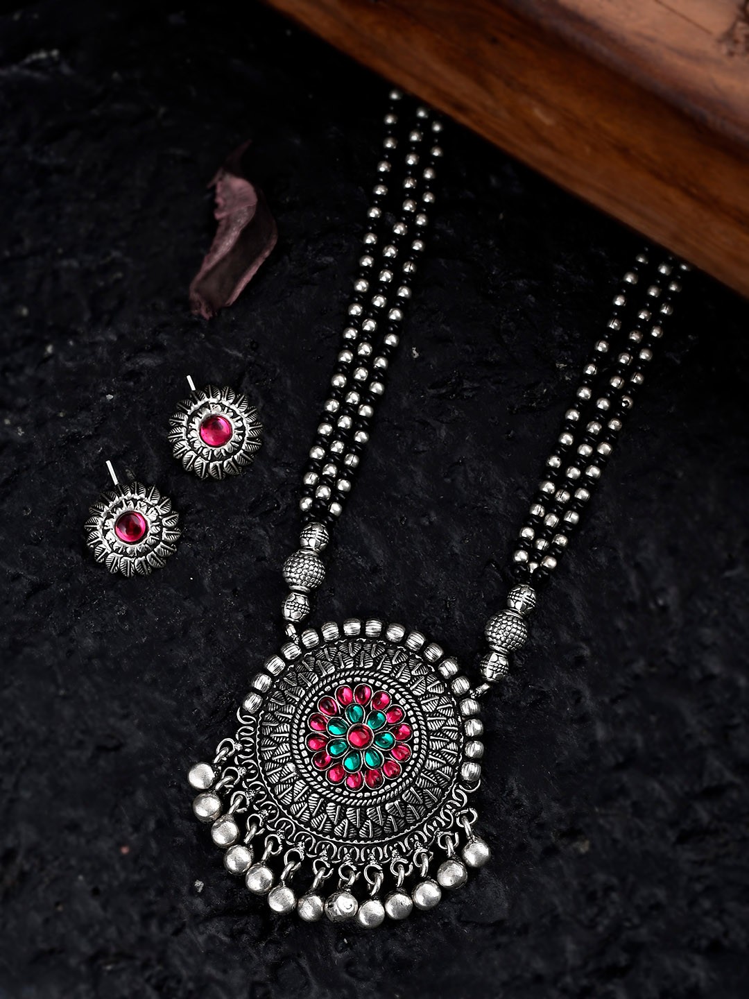 AQUASTREET JEWELS Silver-Plated Stone-Studded Necklace & Earrings Set
