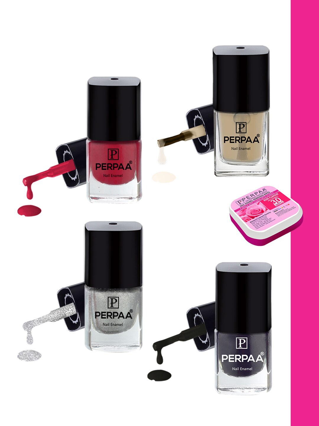 PERPAA Set Of 4 Trendy High-Shine Long-Lasting Non-Toxic Nail Polishes - 5ml Each, Pink
PERPAA Set Of 4 Trendy High-Shine Long-Lasting Non-Toxic Nail Polishes - 5ml Each, Pink