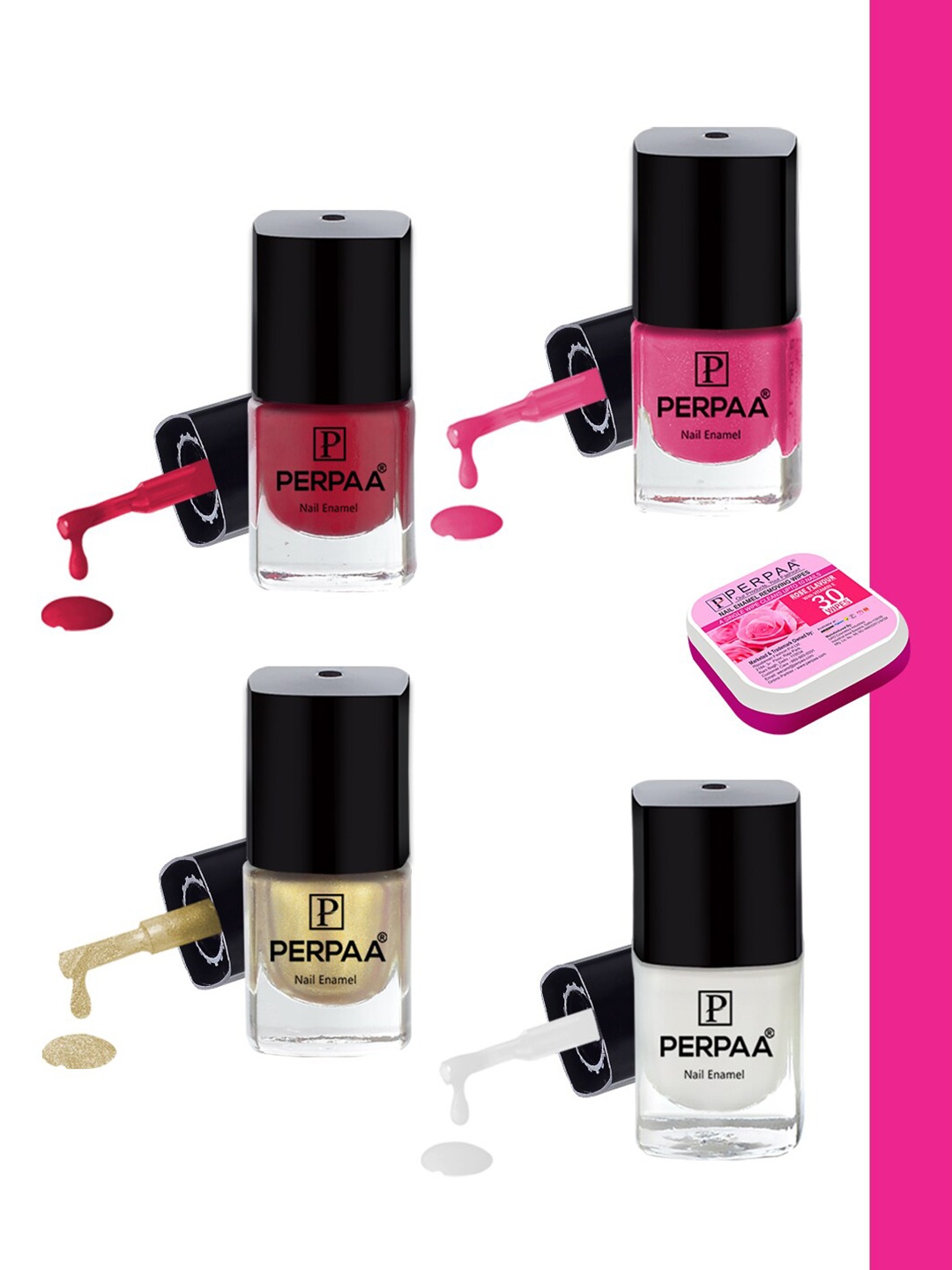 PERPAA Set of Nail Enamel Removing Wipes & 4 High-Shine Long Lasting Nail Polish 5 ml Each, Red
PERPAA Set of Nail Enamel Removing Wipes & 4 High-Shine Long Lasting Nail Polish 5 ml Each, Red