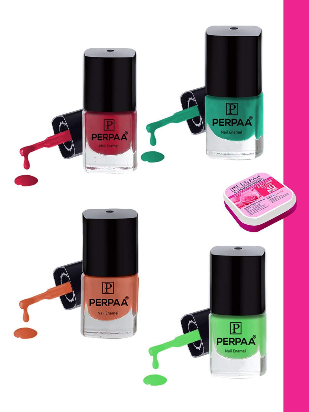 PERPAA Set of Nail Enamel Removing Wipes & 4 High-Shine Long Lasting Nail Polish 5 ml Each, Red
PERPAA Set of Nail Enamel Removing Wipes & 4 High-Shine Long Lasting Nail Polish 5 ml Each, Red