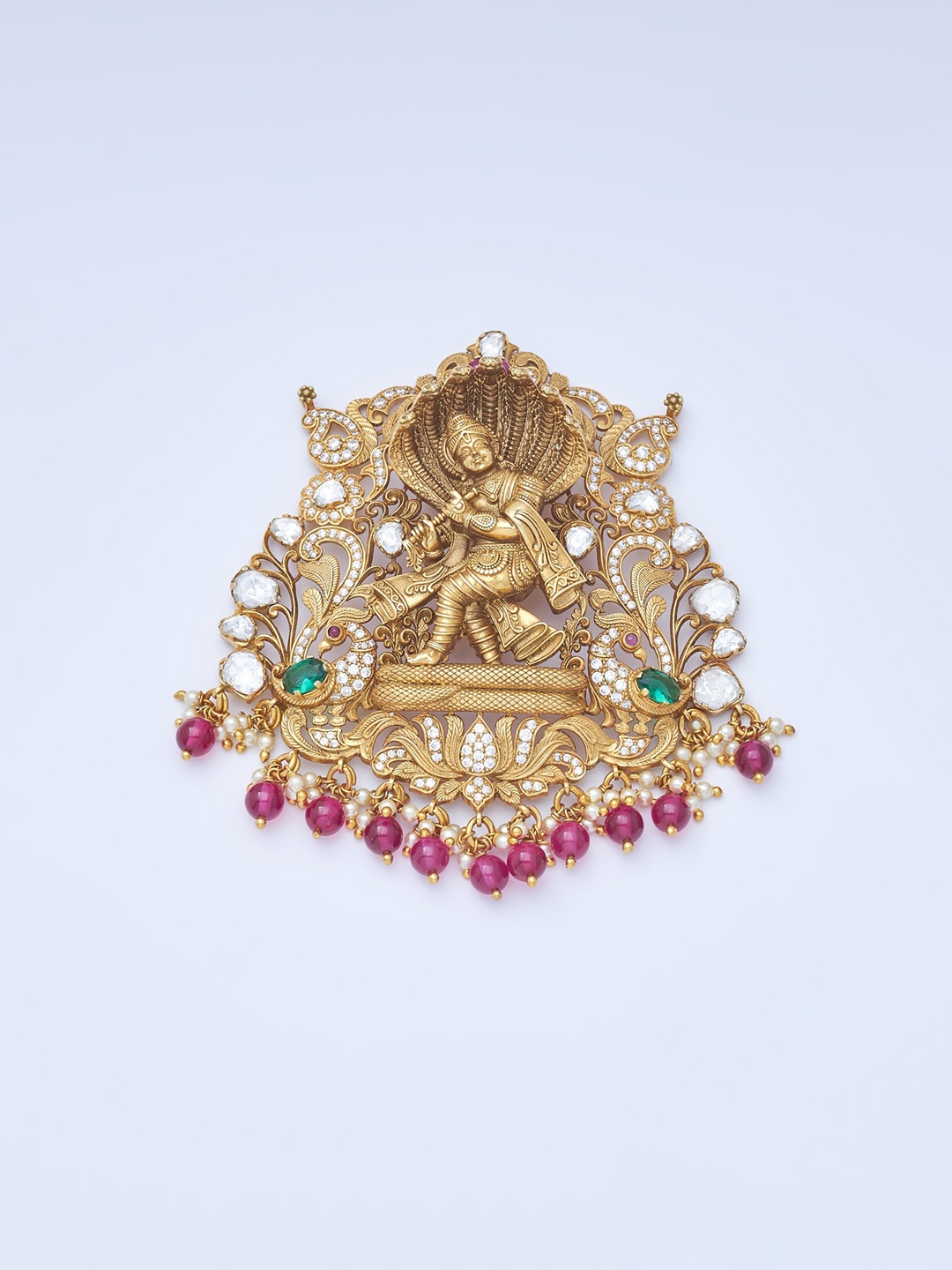 Kushal's Fashion Jewellery 92.5 Pure Silver Gold-Plated Stone Studded & Beaded Temple Pendant, Pink
Kushal's Fashion Jewellery 92.5 Pure Silver Gold-Plated Stone Studded & Beaded Temple Pendant, Pink
