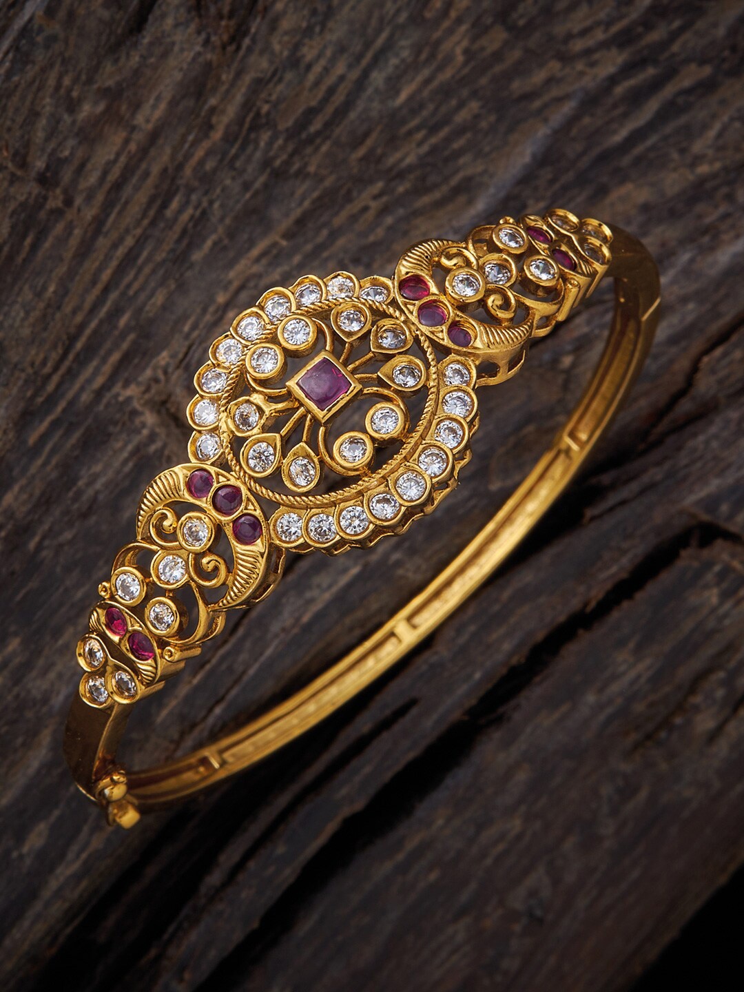 Kushal's Fashion Jewellery Women Gold-Plated Cubic Zirconia Antique Kada Bracelet, White
Kushal's Fashion Jewellery Women Gold-Plated Cubic Zirconia Antique Kada Bracelet, White