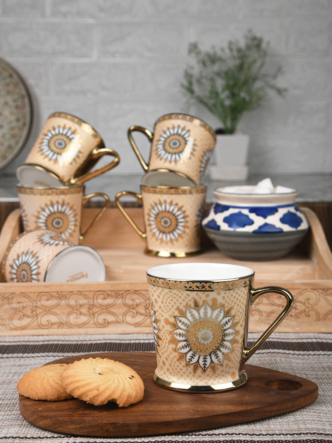 Femora Fine White & Gold-Toned 6 Pieces Lotus Pattern Printed Bone China Cups 180 ml Each
Femora Fine White & Gold-Toned 6 Pieces Lotus Pattern Printed Bone China Cups 180 ml Each
