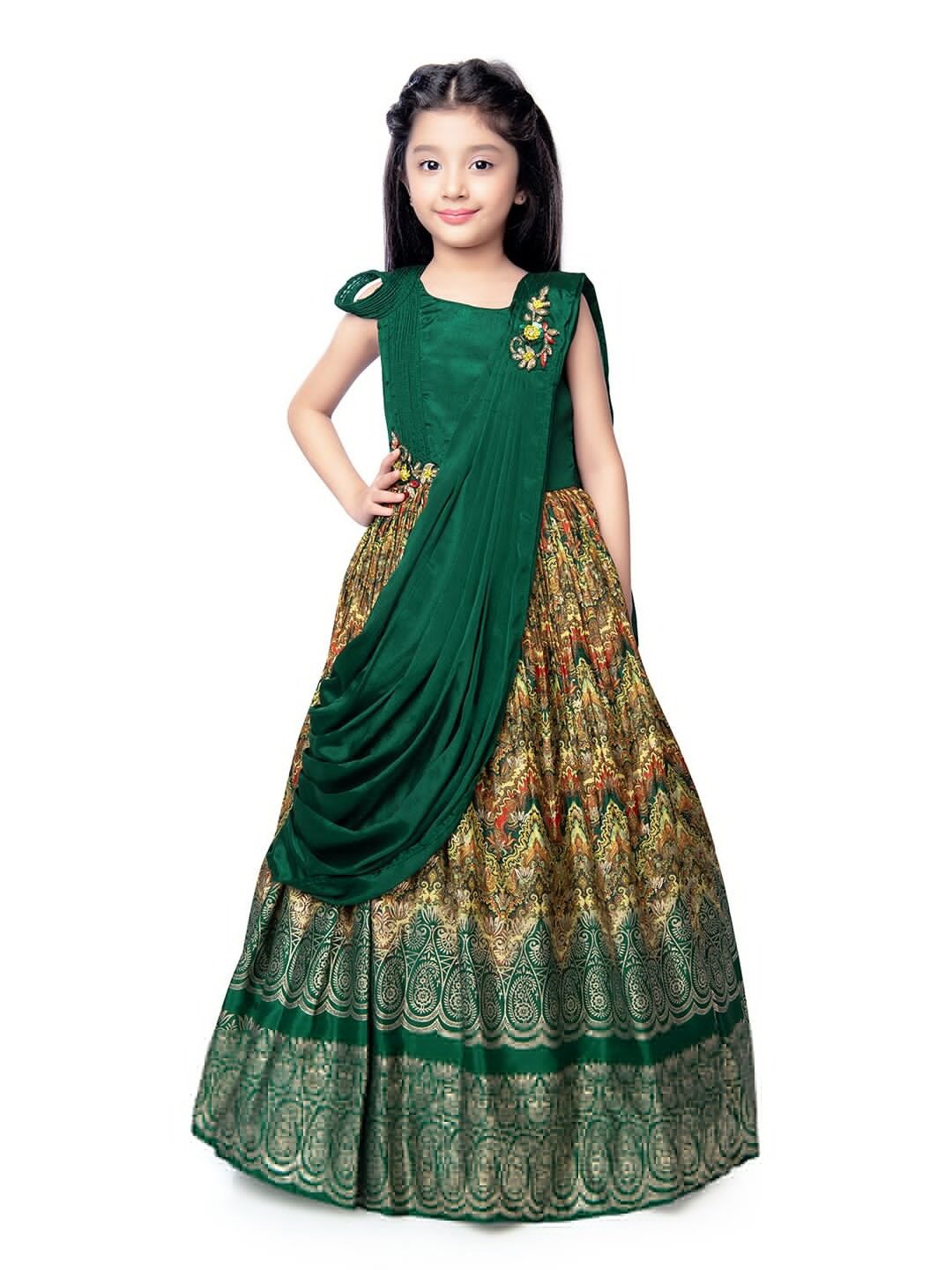 BETTY Ethnic Motif Printed Satin Fit & Flare Maxi Ethnic Dress With Attached Dupatta, Green
BETTY Ethnic Motif Printed Satin Fit & Flare Maxi Ethnic Dress With Attached Dupatta, Green