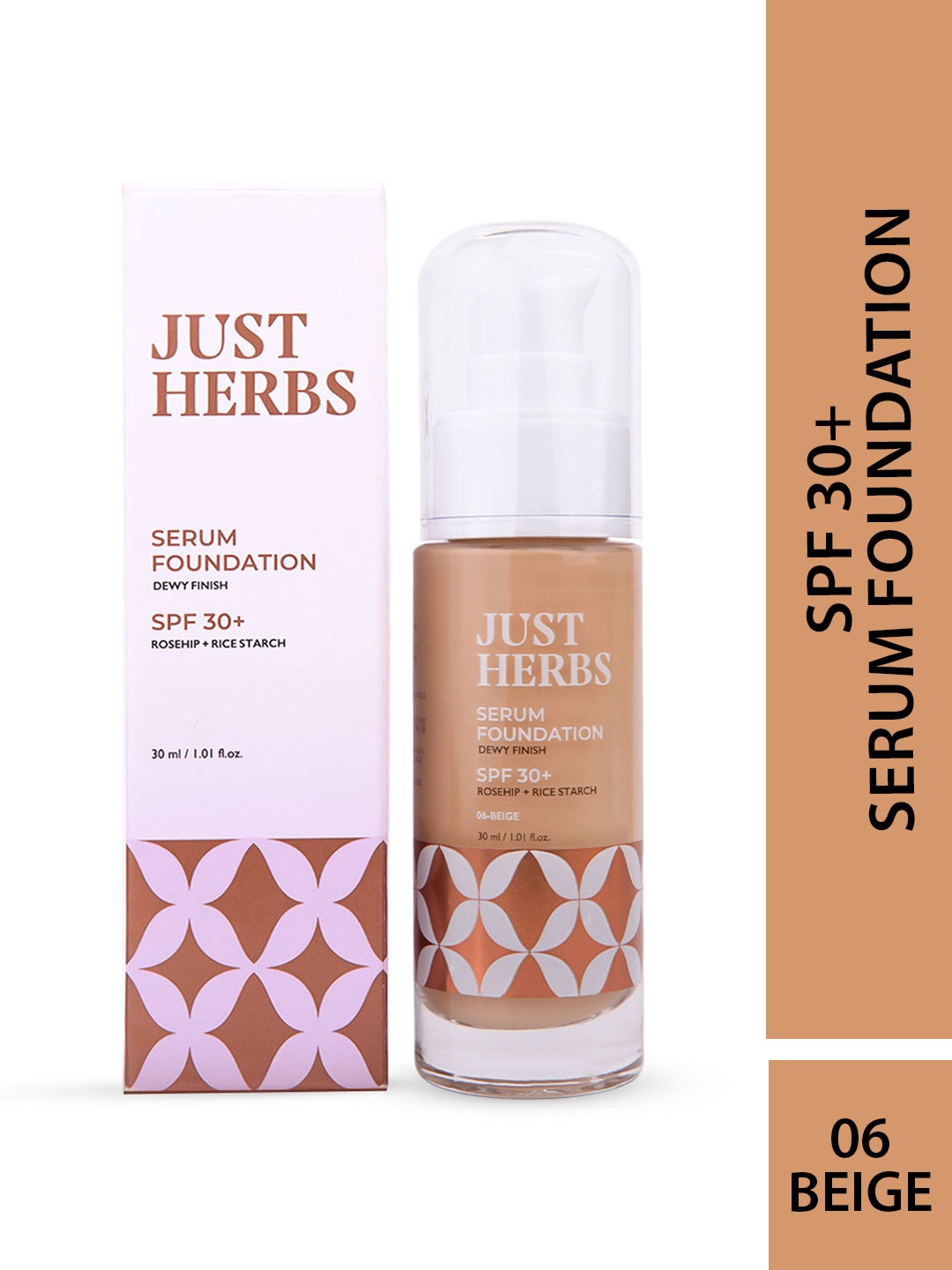 Just Herbs Dewy Finish SPF30 Serum Foundation with Rosehip & Rice Starch 30g - Beige 06
Just Herbs Dewy Finish SPF30 Serum Foundation with Rosehip & Rice Starch 30g - Beige 06