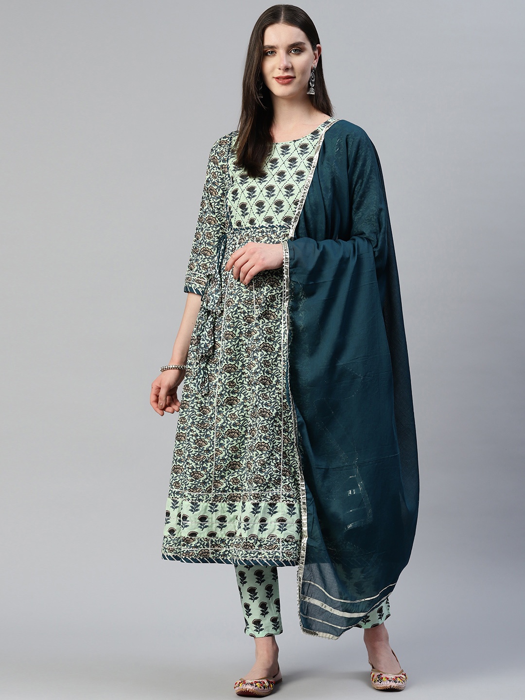 KALINI Floral Printed Empire Pure Cotton Kurta with Pyjamas & With Dupatta, Sea green
KALINI Floral Printed Empire Pure Cotton Kurta with Pyjamas & With Dupatta, Sea green