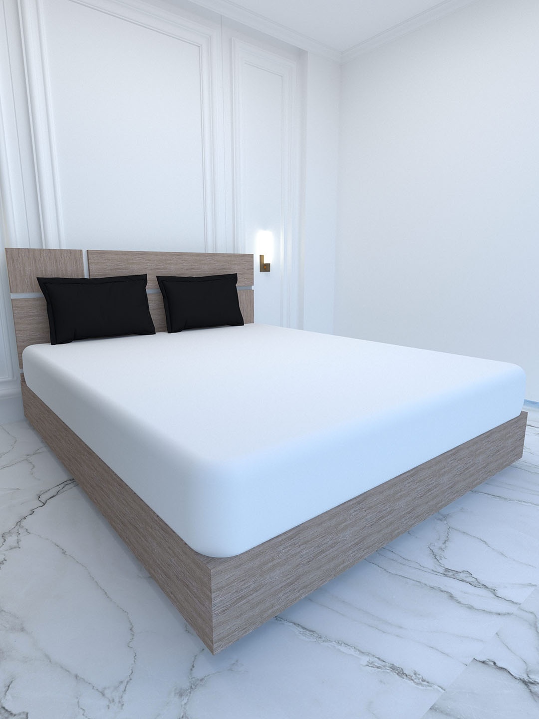 Pure Decor White & Black 400 TC King Bedsheet with 2 Pillow Covers