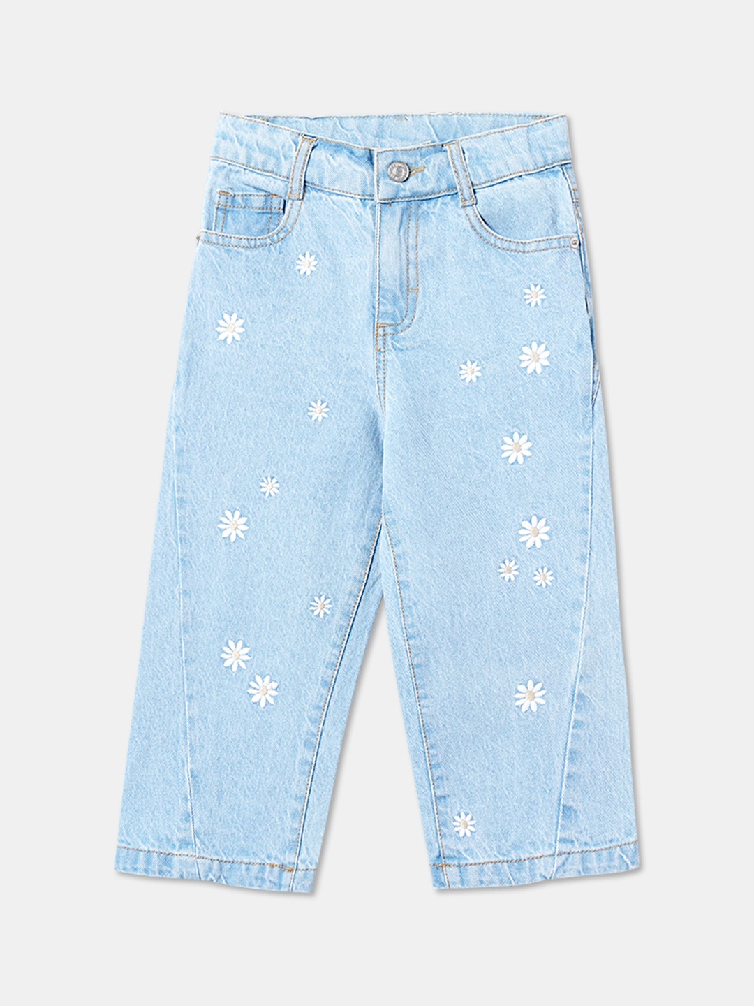 R&B Girls Low Distress Jeans, Blue