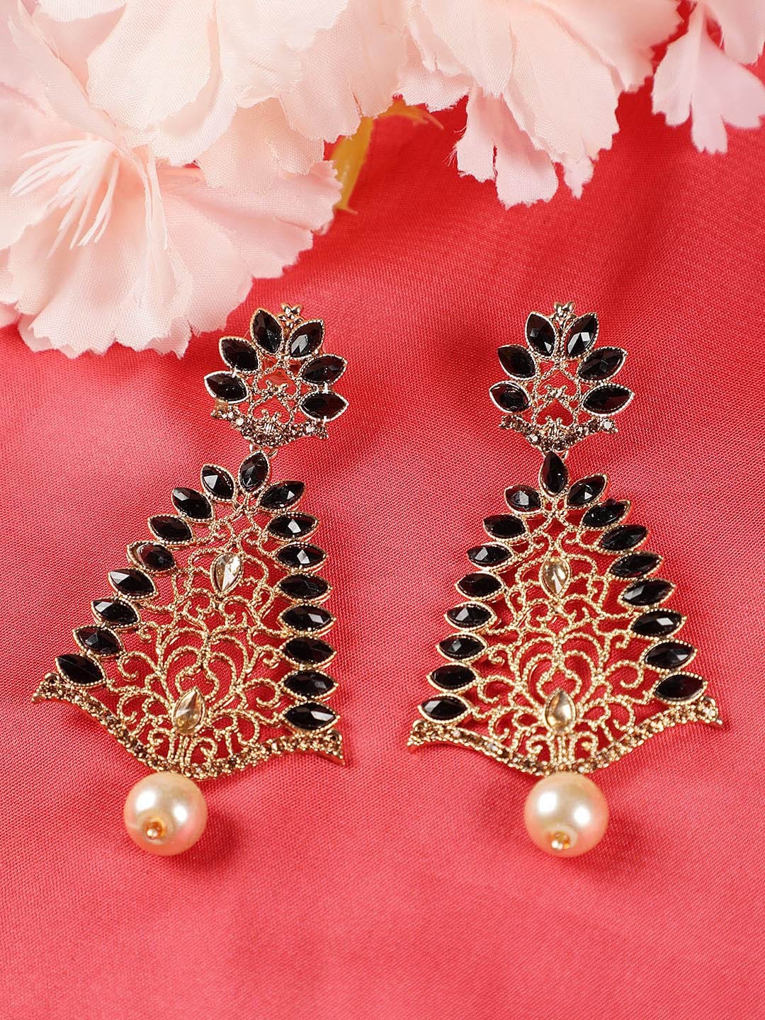 Jazz and Sizzle Gold-Plated Artificial Stones and Beads Contemporary Drop Earrings, Black
Jazz and Sizzle Gold-Plated Artificial Stones and Beads Contemporary Drop Earrings, Black