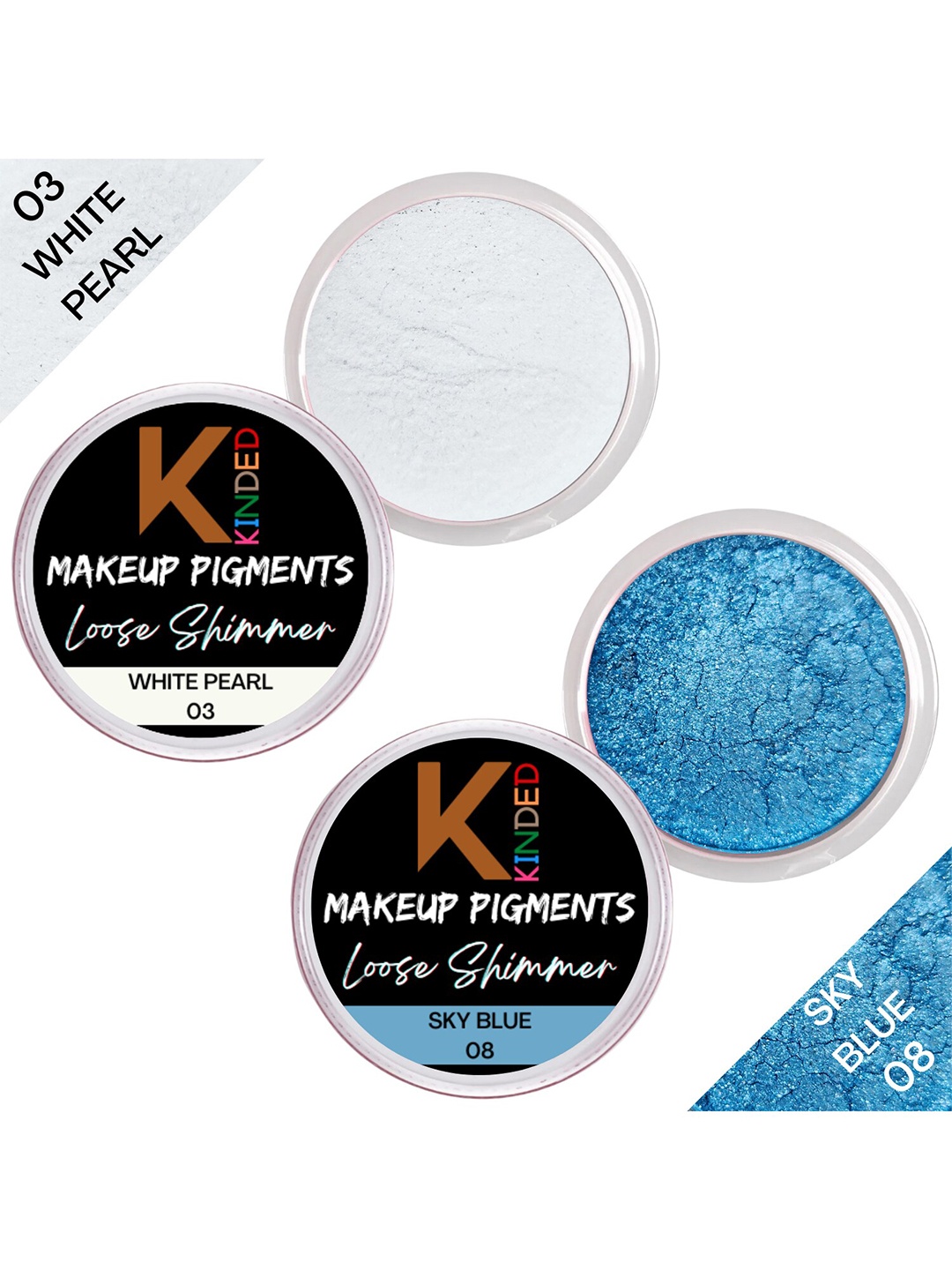 KINDED Set of 2 Makeup Pigments Loose Shimmer Powder Eyeshadow 3 g Each - 03 & 08, White
KINDED Set of 2 Makeup Pigments Loose Shimmer Powder Eyeshadow 3 g Each - 03 & 08, White