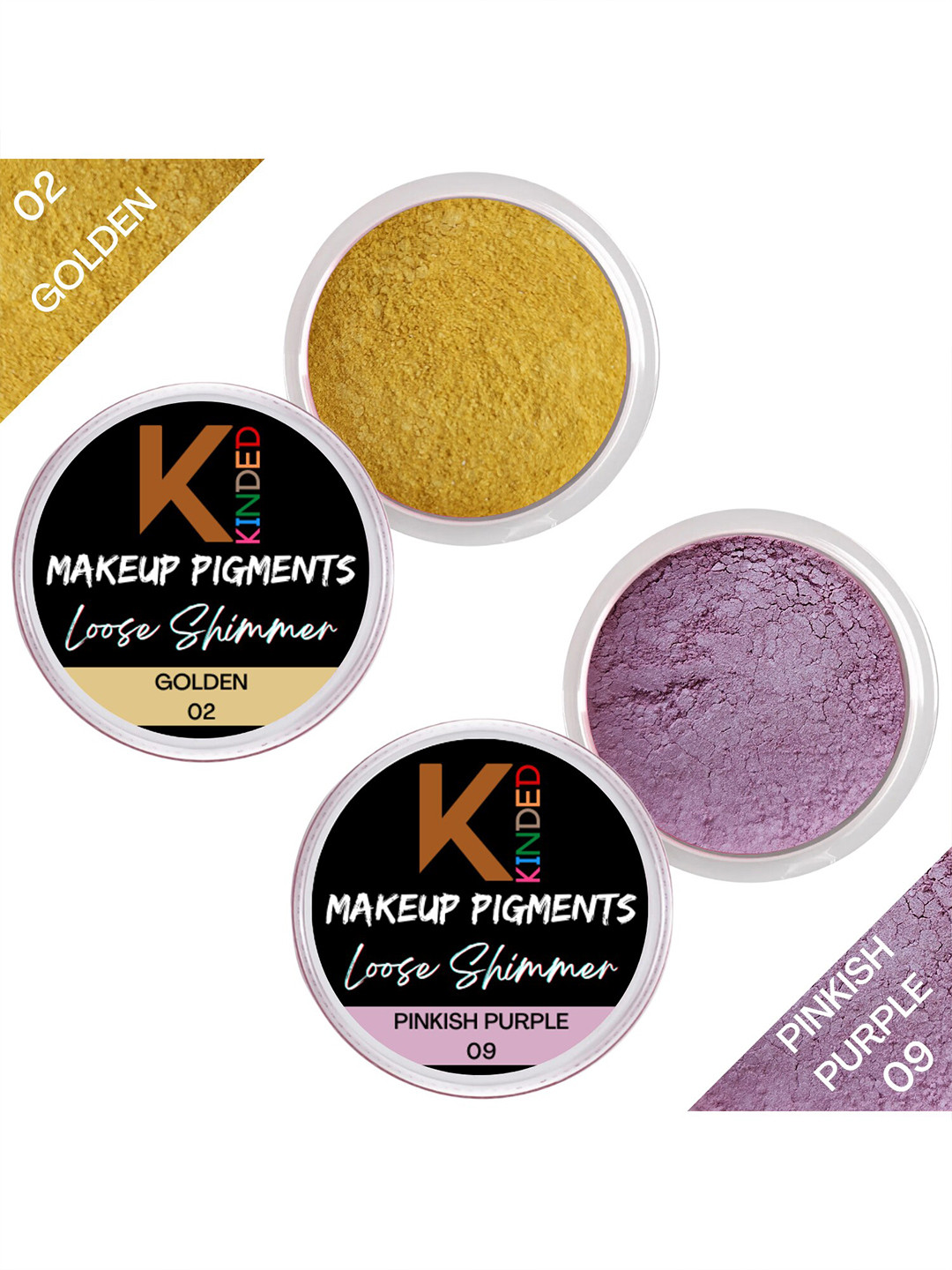KINDED Set of 2 Makeup Pigments Loose Shimmer Powder Eyeshadow 3 g Each - 02 & 09, Gold
KINDED Set of 2 Makeup Pigments Loose Shimmer Powder Eyeshadow 3 g Each - 02 & 09, Gold