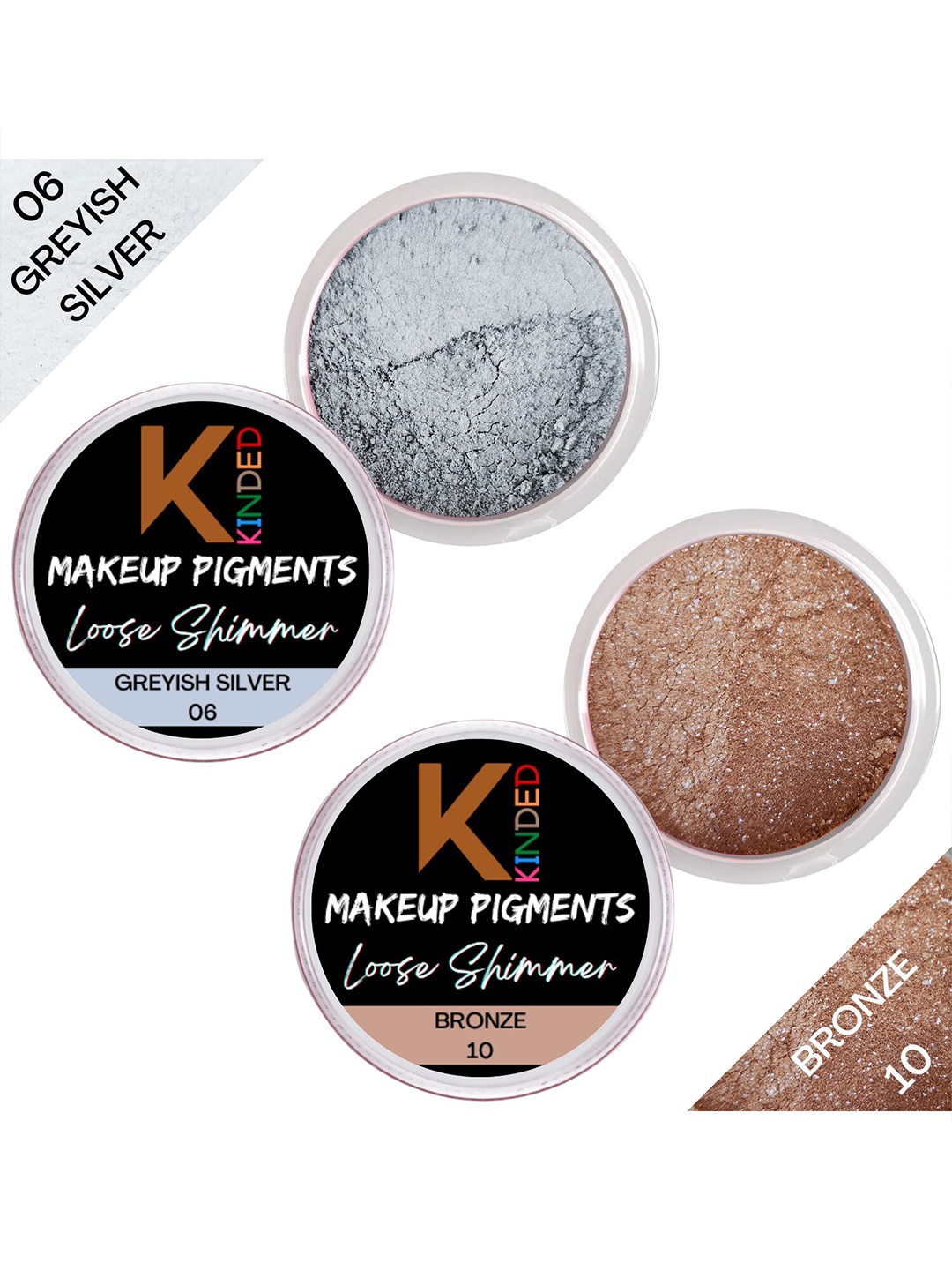 KINDED Set of 2 Makeup Pigments Loose Shimmer Powder Eyeshadow 3 g Each - 06 & 10, Silver
KINDED Set of 2 Makeup Pigments Loose Shimmer Powder Eyeshadow 3 g Each - 06 & 10, Silver