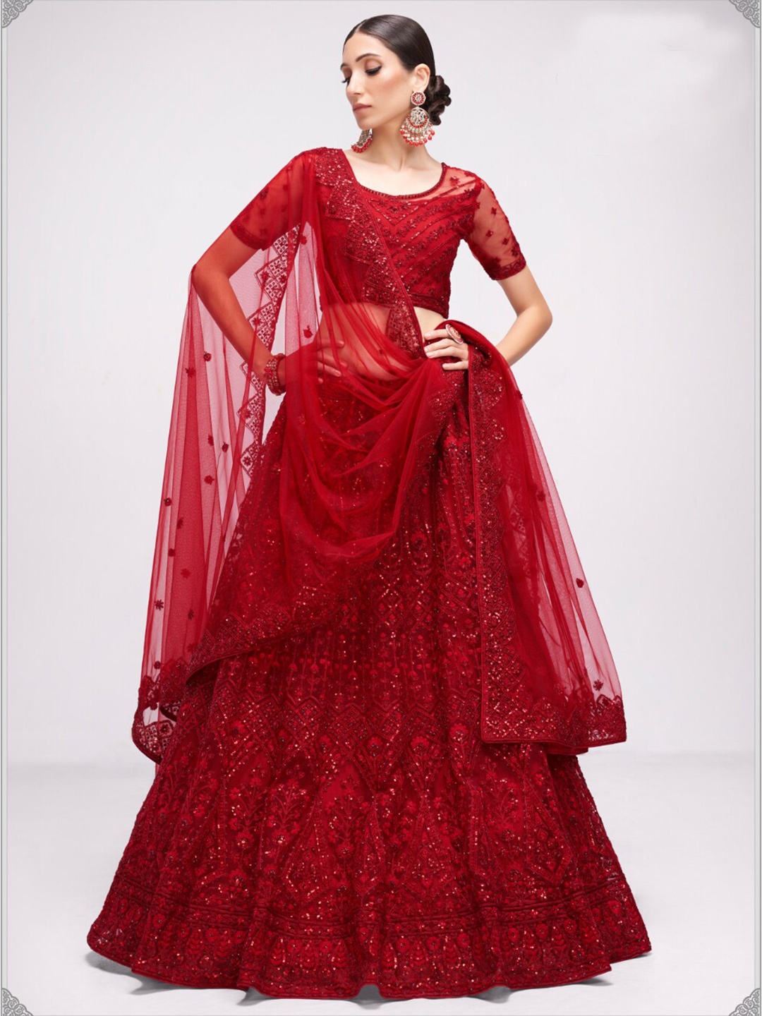 Angroop Embroidered Thread Work Semi-Stitched Lehenga & Unstitched Blouse With Dupatta, Red
Angroop Embroidered Thread Work Semi-Stitched Lehenga & Unstitched Blouse With Dupatta, Red