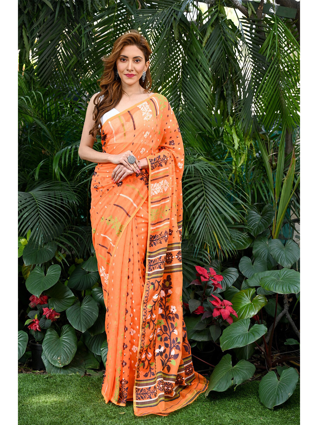 BEATITUDE Floral Woven Design Saree, Orange
BEATITUDE Floral Woven Design Saree, Orange