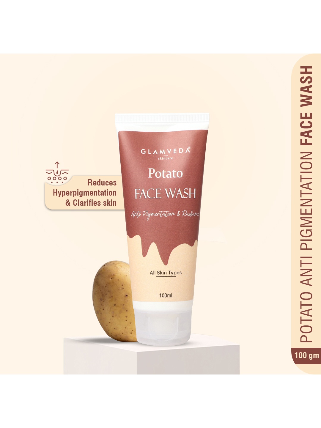 GLAMVEDA Skincare Potato Anti Pigmentation Face wash For Reduces Hyperpigmentation & Clarifies skin - 100ml, Brown
GLAMVEDA Skincare Potato Anti Pigmentation Face wash For Reduces Hyperpigmentation & Clarifies skin - 100ml, Brown