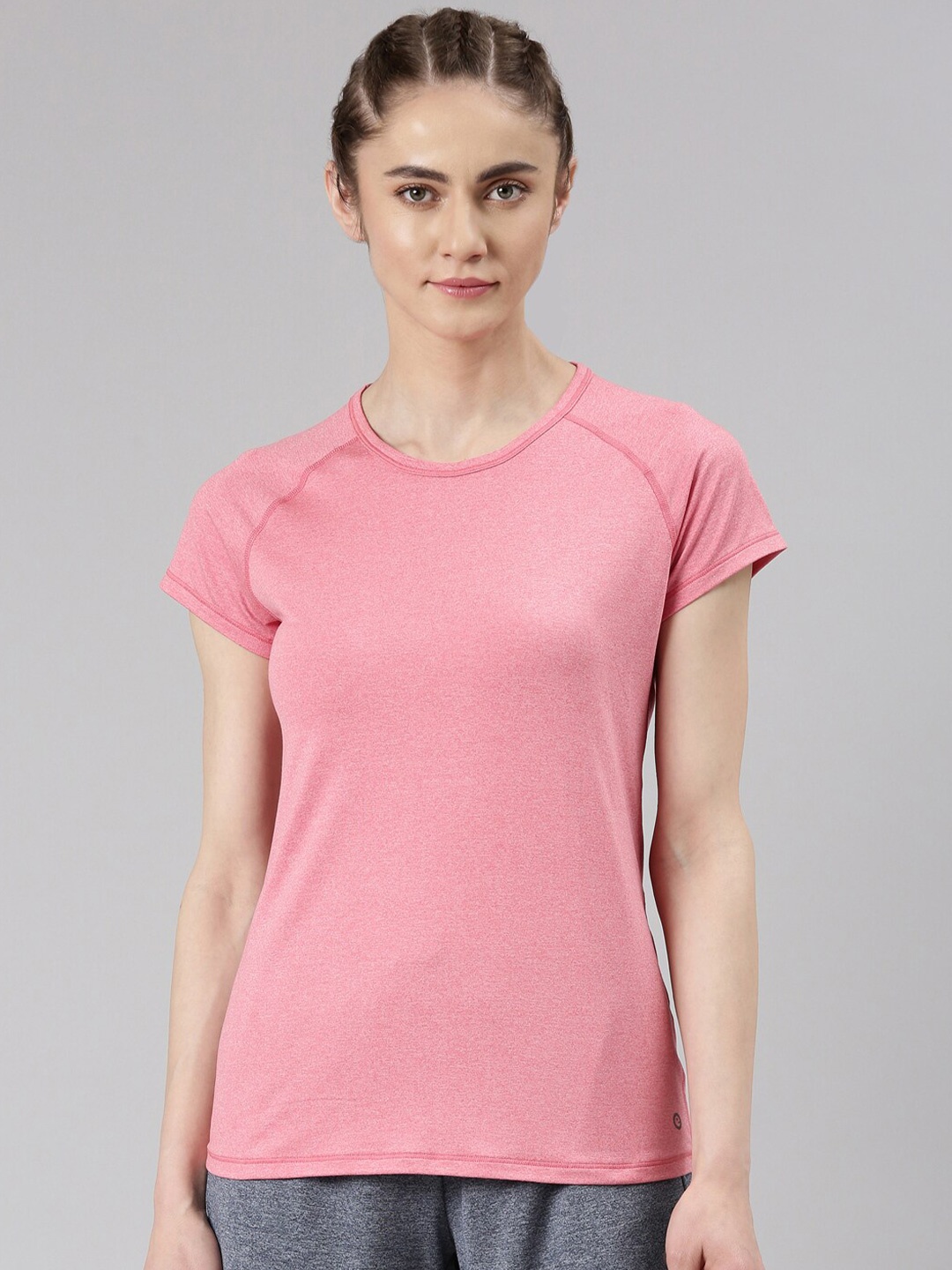 Enamor Raglan Sleeves Dry Fit Antimicrobial Slim Fit T-shirt, Pink