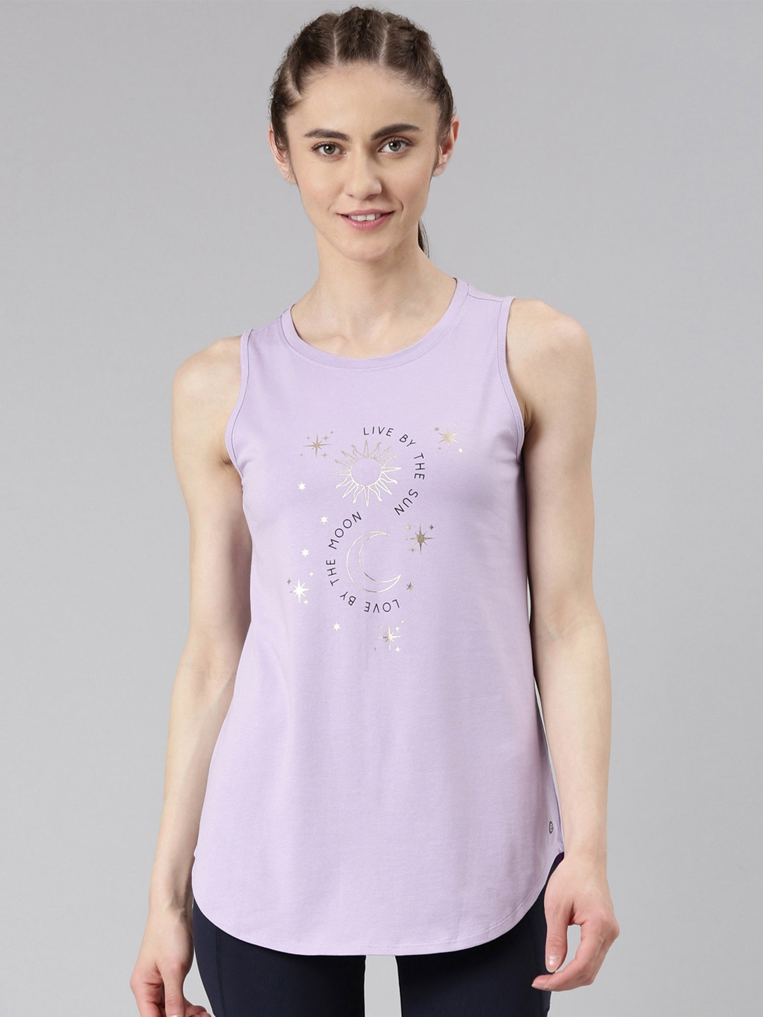 Enamor Round Neck Typography Printed Antimicrobial Longline Active Cotton T-shirt, Purple
Enamor Round Neck Typography Printed Antimicrobial Longline Active Cotton T-shirt, Purple