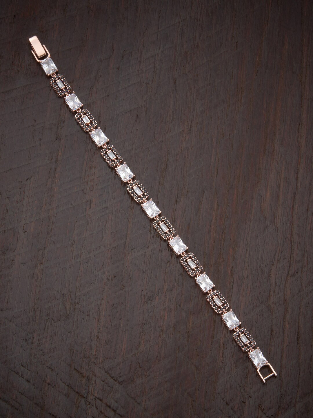 Kushal's Fashion Jewellery Women Cubic Zirconia Rose Gold-Plated Link Bracelet, White 
Kushal's Fashion Jewellery Women Cubic Zirconia Rose Gold-Plated Link Bracelet, White