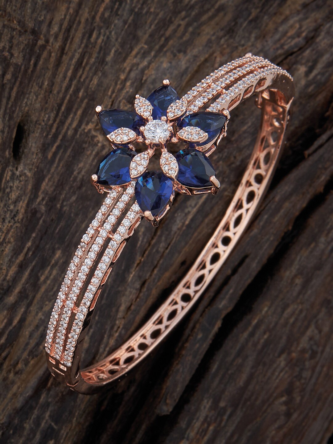 Kushal's Fashion Jewellery Women Cubic Zirconia Rose Gold-Plated Kada Bracelet, Blue
Kushal's Fashion Jewellery Women Cubic Zirconia Rose Gold-Plated Kada Bracelet, Blue