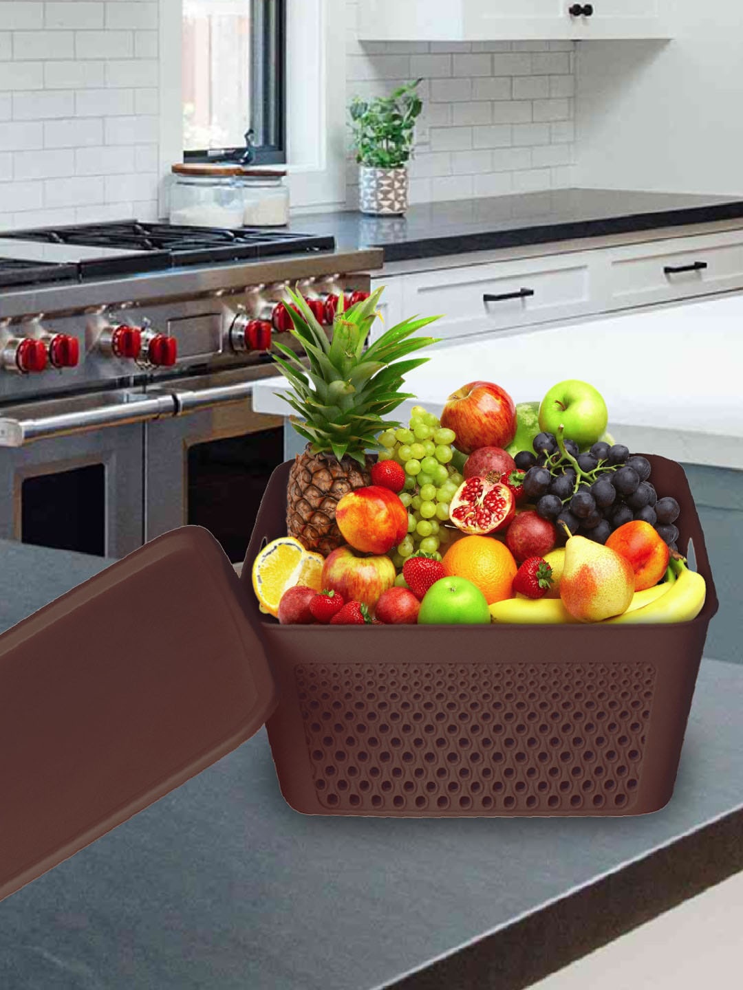 Kuber Industries Brown & Beige 3 Pieces Netted Design Square Storage Baskets With Lid
Kuber Industries Brown & Beige 3 Pieces Netted Design Square Storage Baskets With Lid