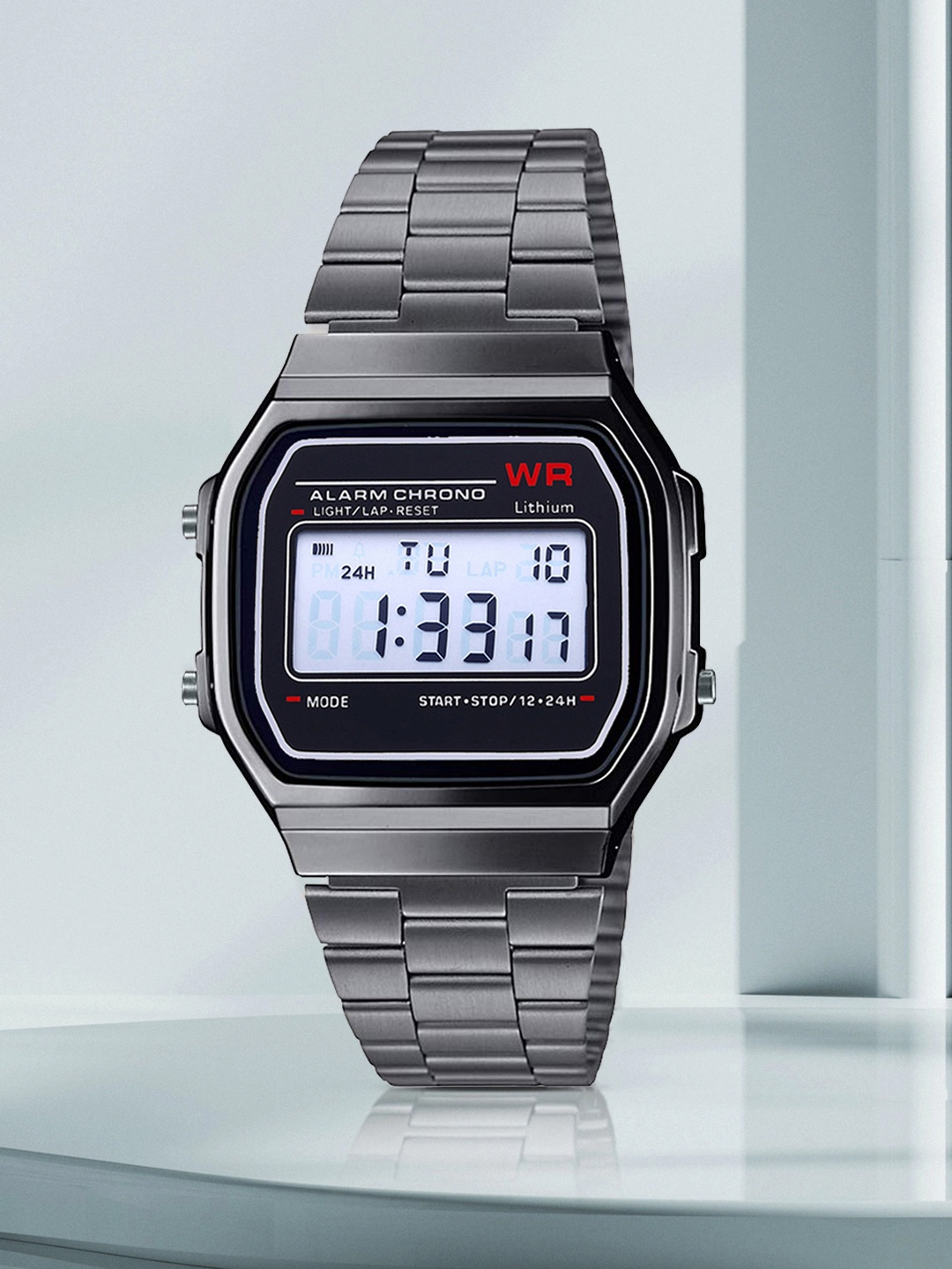 Shocknshop Unisex Stainless Steel Bracelet Style Straps Digital Chronograph Watch, Black
Shocknshop Unisex Stainless Steel Bracelet Style Straps Digital Chronograph Watch, Black