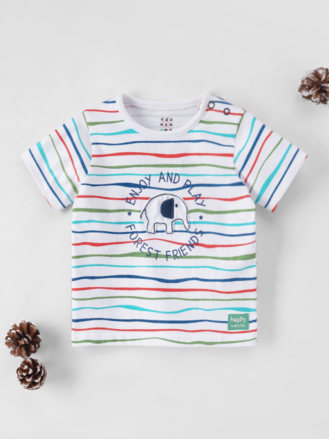 Ed-a-Mamma Baby Boys Striped Round Neck Cotton T-shirt, White
Ed-a-Mamma Baby Boys Striped Round Neck Cotton T-shirt, White