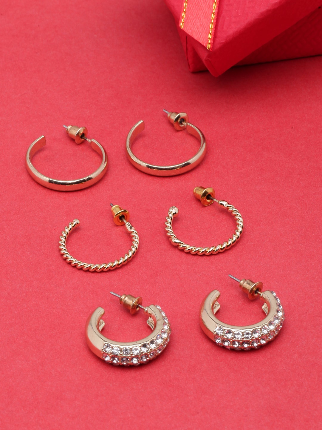 DIVA WALK Set Of 3 Gold-Plated Rhinestone Studded Circular Half Hoop Earrings, White
DIVA WALK Set Of 3 Gold-Plated Rhinestone Studded Circular Half Hoop Earrings, White