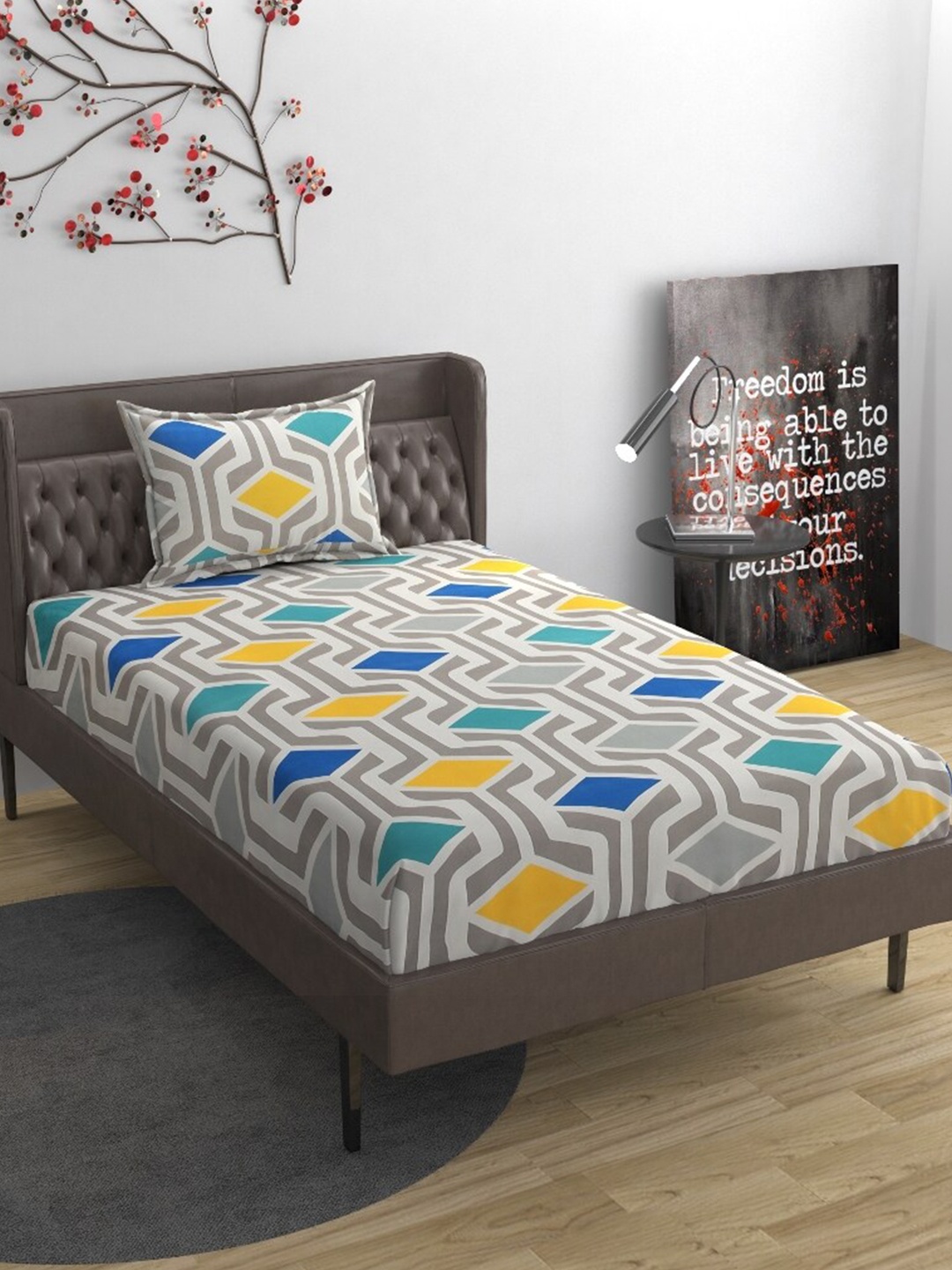 Molly & Michel White & Grey Geometric Printed 210 TC Single Bedsheet & 1 Pillow Cover
Molly & Michel White & Grey Geometric Printed 210 TC Single Bedsheet & 1 Pillow Cover