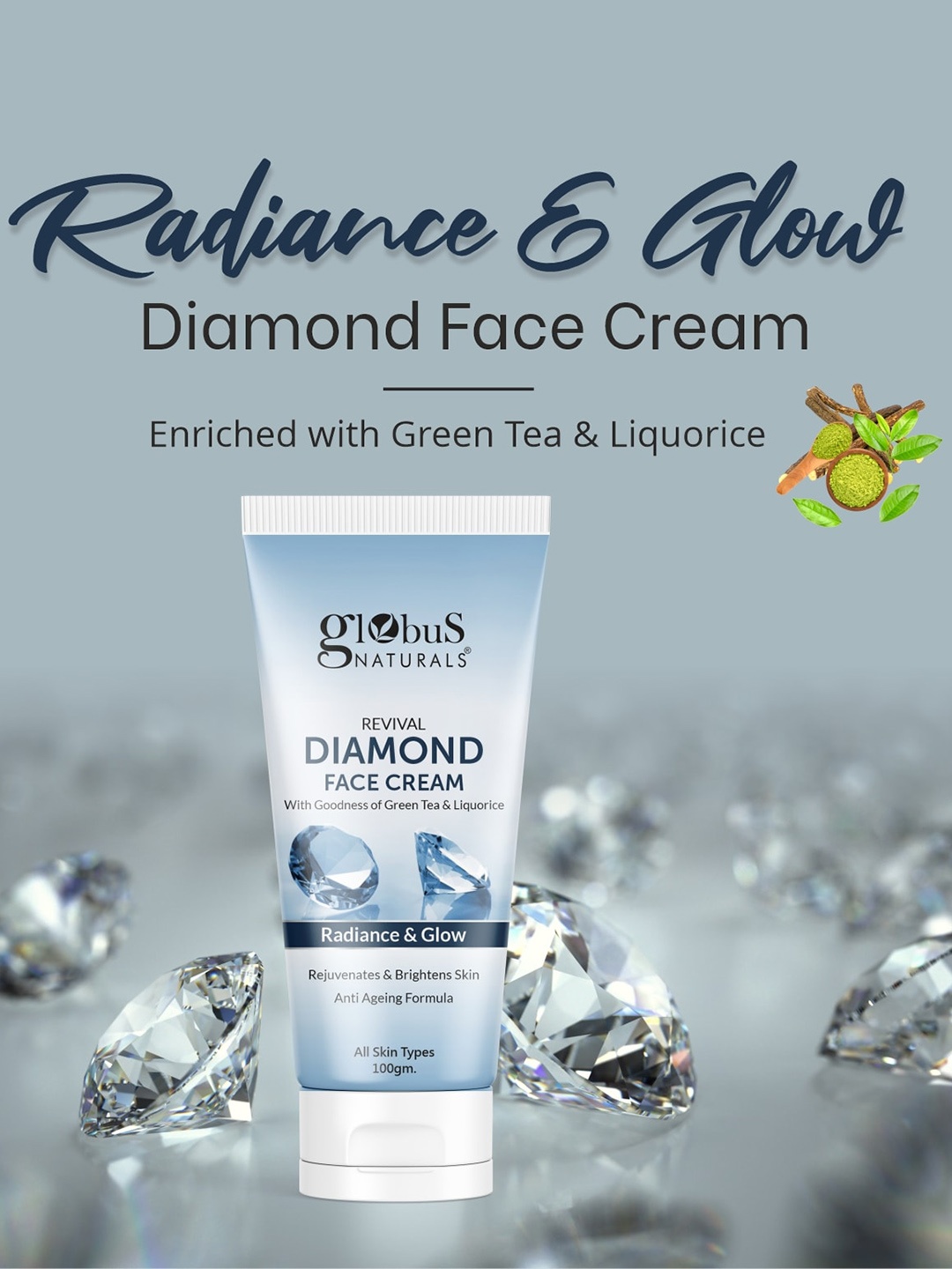 Globus naturals Set Of 3 Revival Diamond Face Cream For Radiance & Glow - 100gm Each, Blue
Globus naturals Set Of 3 Revival Diamond Face Cream For Radiance & Glow - 100gm Each, Blue