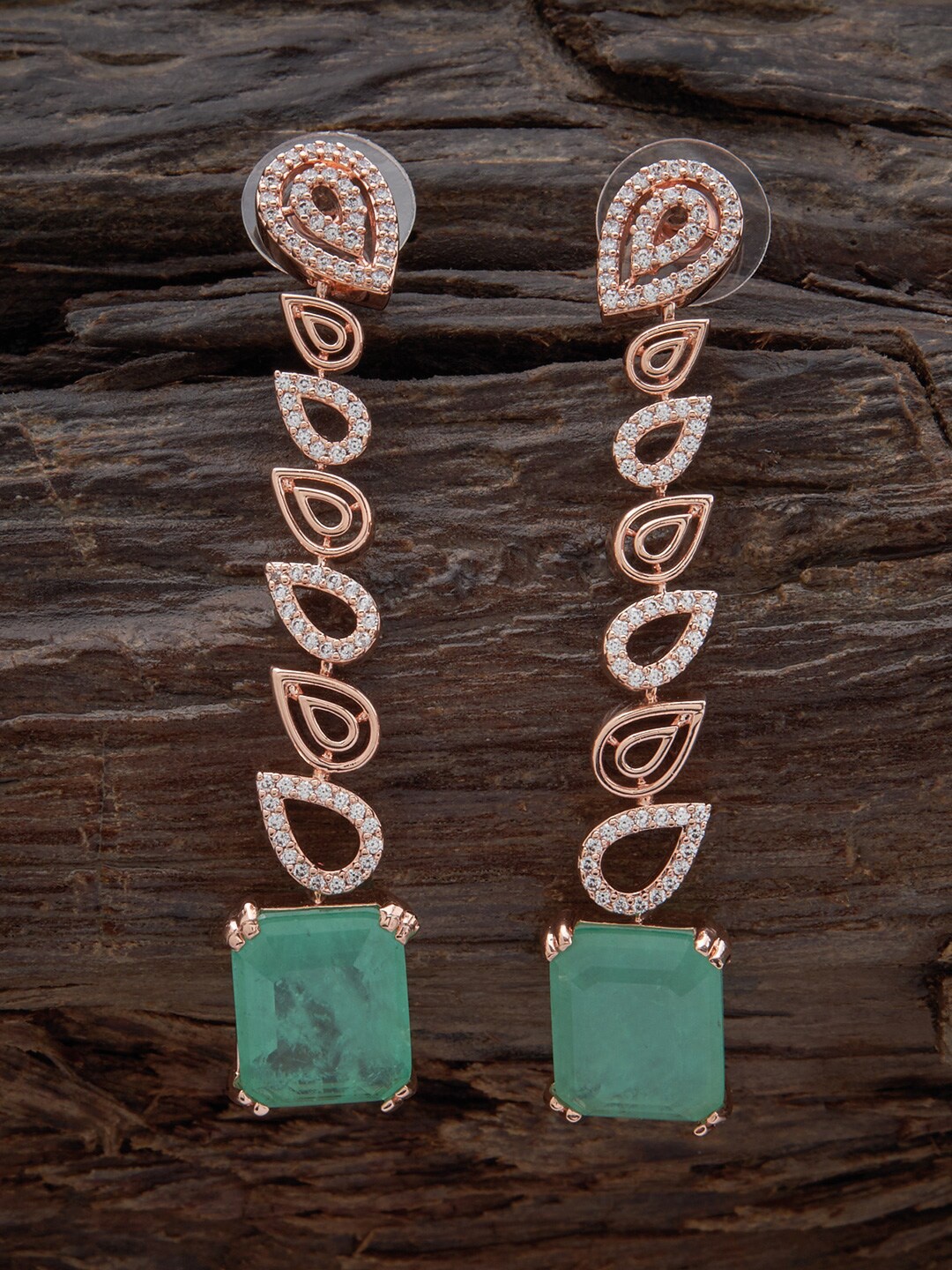 Kushal's Fashion Jewellery Rose Gold-Plated Zircon Contemporary Drop Earrings, Sea green
Kushal's Fashion Jewellery Rose Gold-Plated Zircon Contemporary Drop Earrings, Sea green