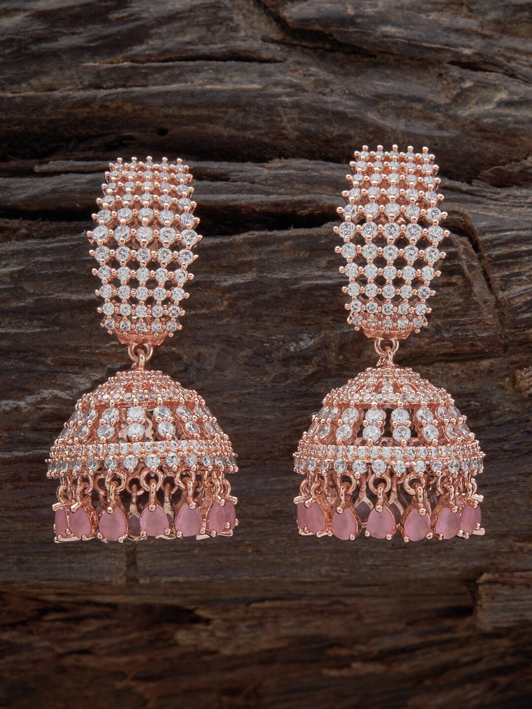 Kushal's Fashion Jewellery Rose-Gold Plated Contemporary Zircon Stones Jhumkas Earrings, Pink
Kushal's Fashion Jewellery Rose-Gold Plated Contemporary Zircon Stones Jhumkas Earrings, Pink