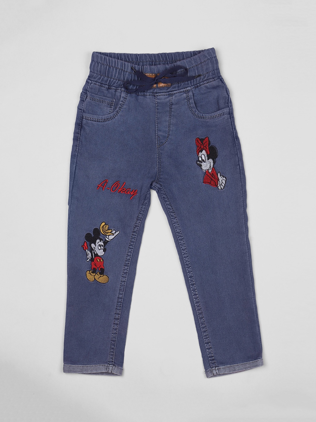 A-Okay Girls Slim Fit High-Rise Mickey and Minnie Embroidered Stretchable Jeans, Blue
A-Okay Girls Slim Fit High-Rise Mickey and Minnie Embroidered Stretchable Jeans, Blue