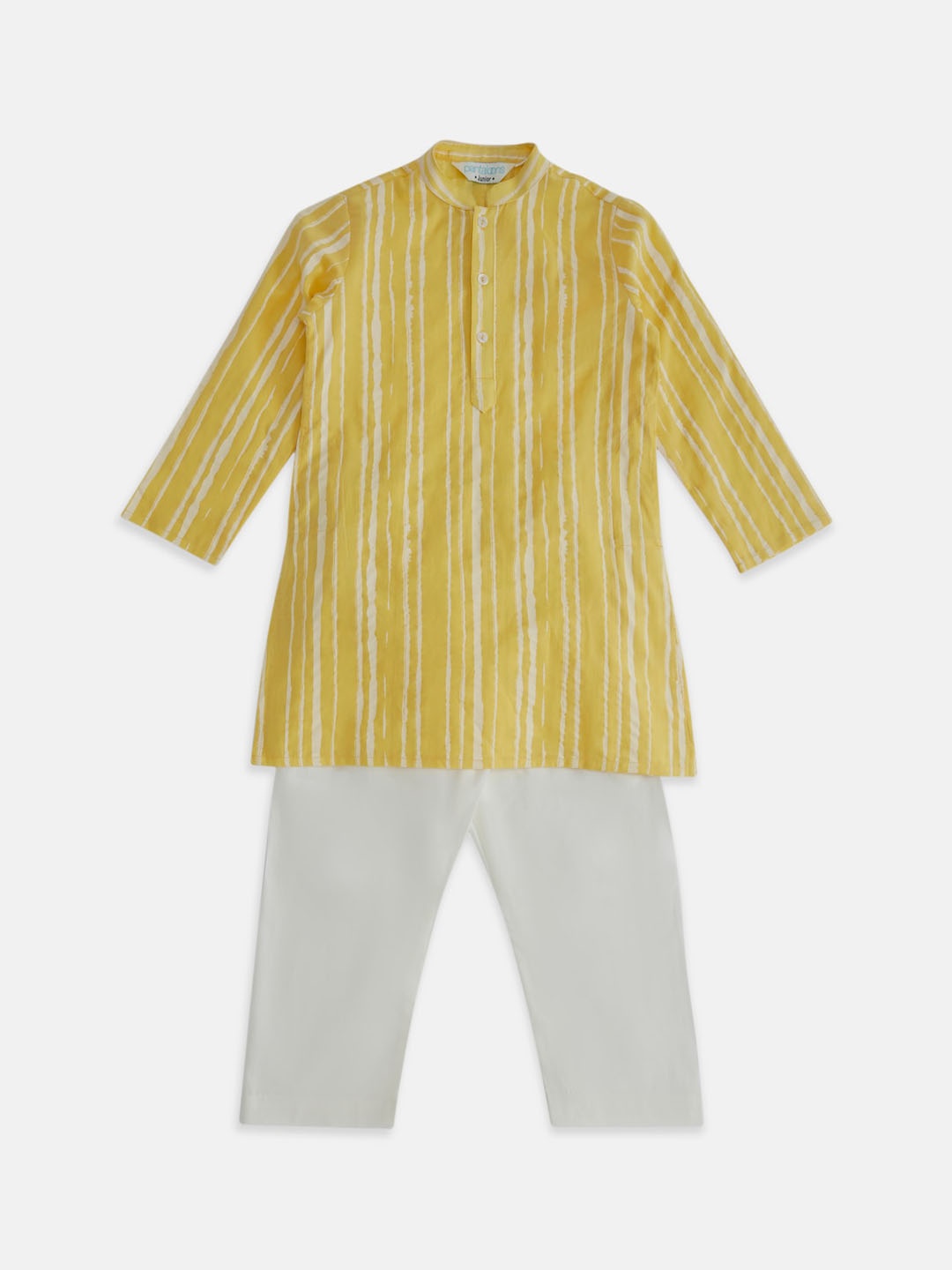 indus route by Pantaloons Boys Striped Straight Pure Cotton Kurta with Pyjamas, Yellow
indus route by Pantaloons Boys Striped Straight Pure Cotton Kurta with Pyjamas, Yellow