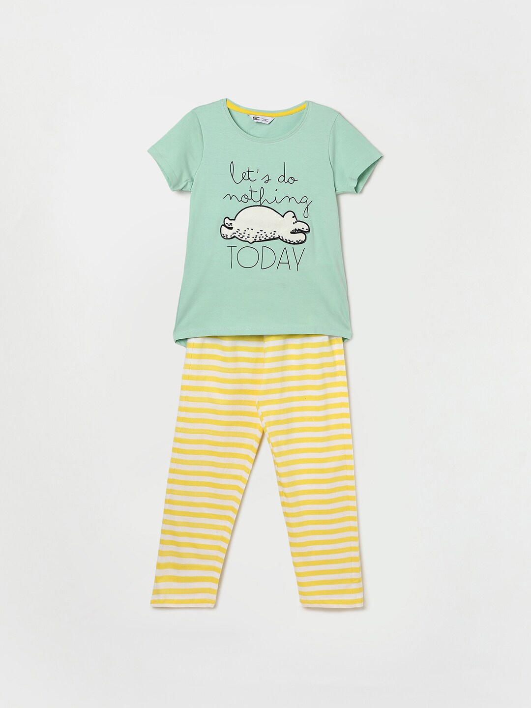 Fame Forever by Lifestyle Girls Graphic Printed Pure Cotton Night T-shirt & Trousers, Sea green
Fame Forever by Lifestyle Girls Graphic Printed Pure Cotton Night T-shirt & Trousers, Sea green