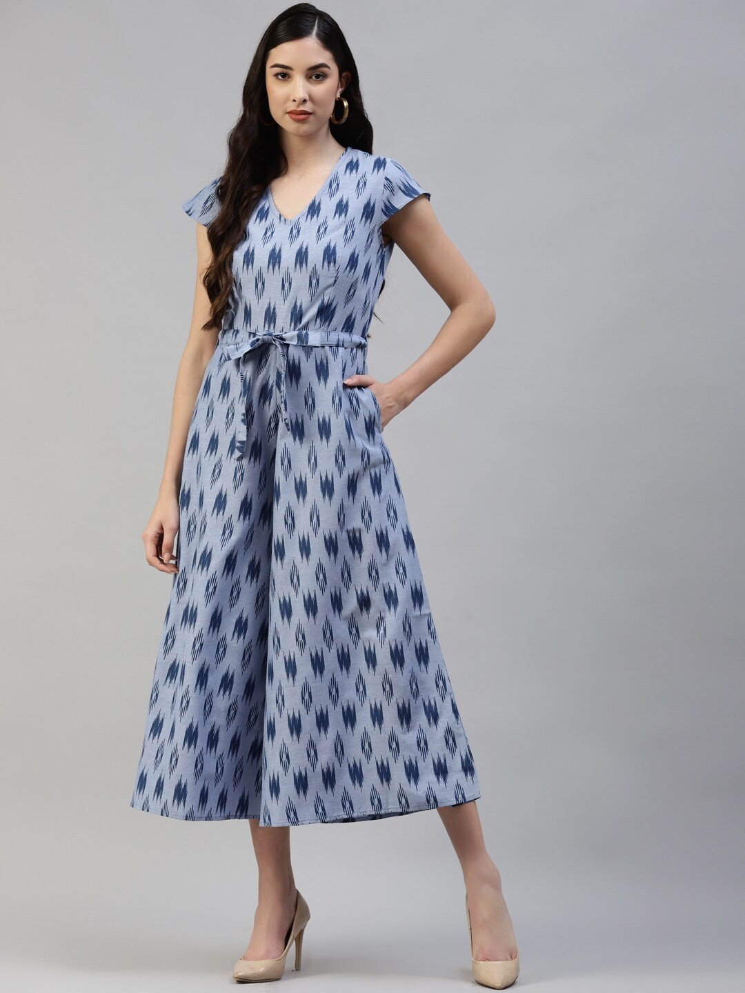 Poshak Hub Blue Printed Basic Jumpsuit