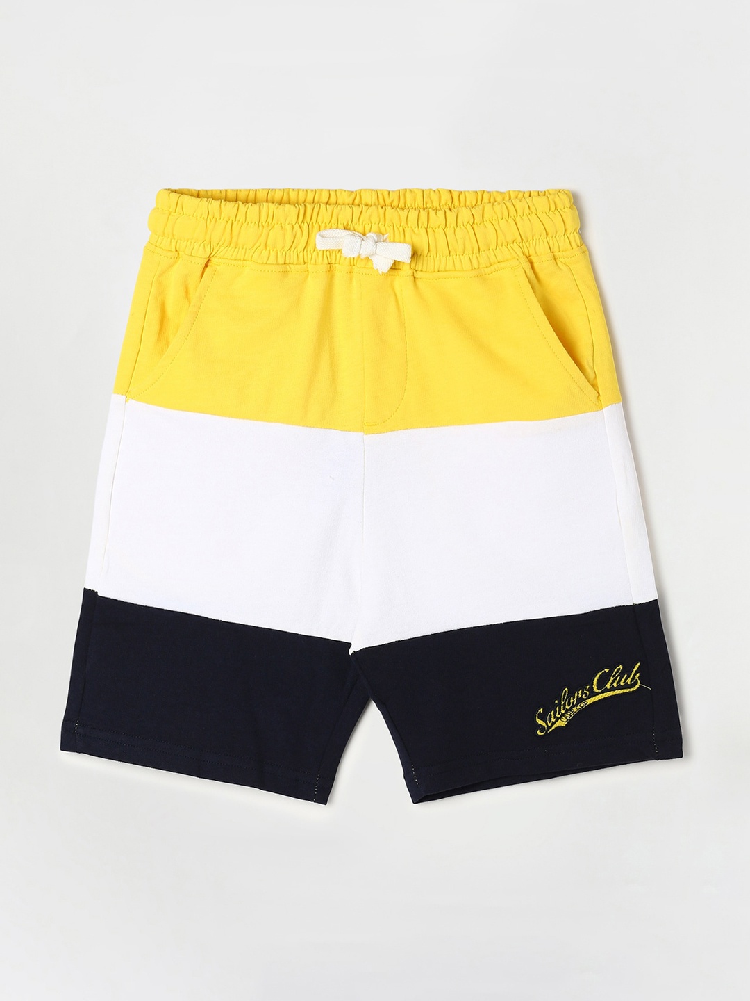 Fame Forever by Lifestyle Boys Colourblocked Cotton Regular Fit Shorts, Yellow