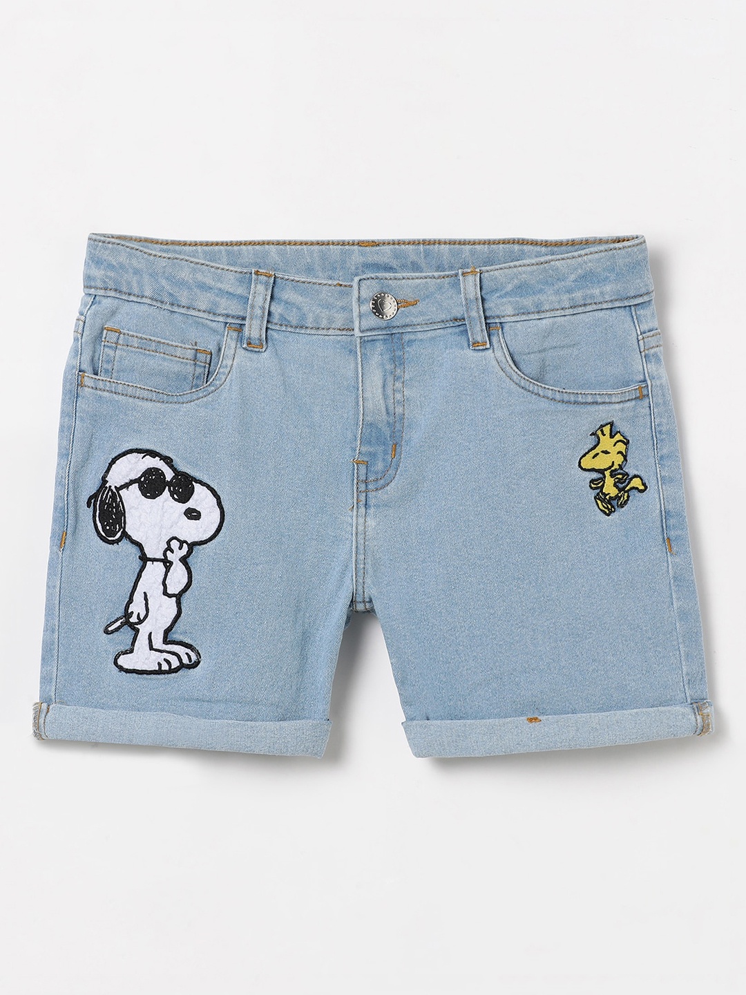 Fame Forever by Lifestyle Girls Mid-Rise Snoopy Embroidered Cotton Denim Shorts, Blue
Fame Forever by Lifestyle Girls Mid-Rise Snoopy Embroidered Cotton Denim Shorts, Blue