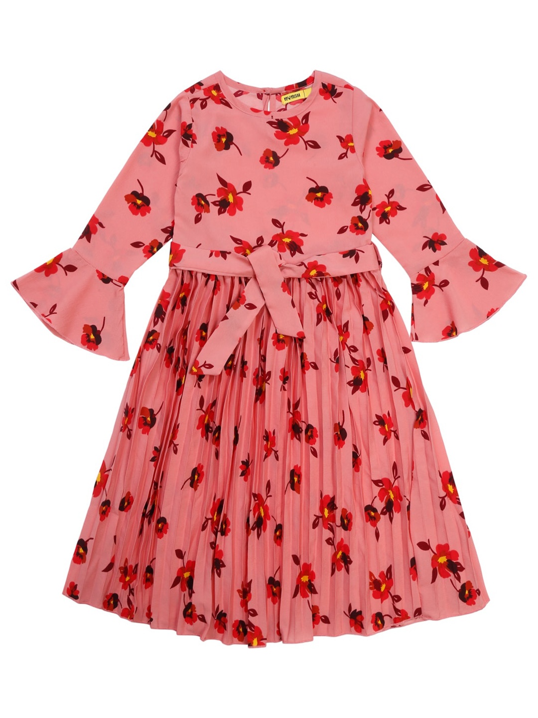 NYNSH Bell Sleeves Floral Printed Dress, Coral