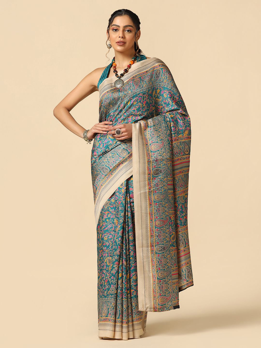Mitera Floral Printed Saree, Blue