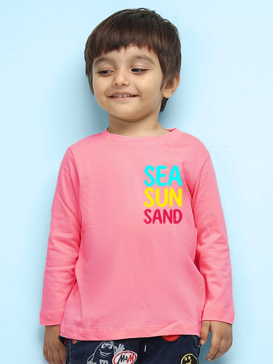 NUSYL infants Kids Typography Printed Pure Cotton T-shirt, Pink