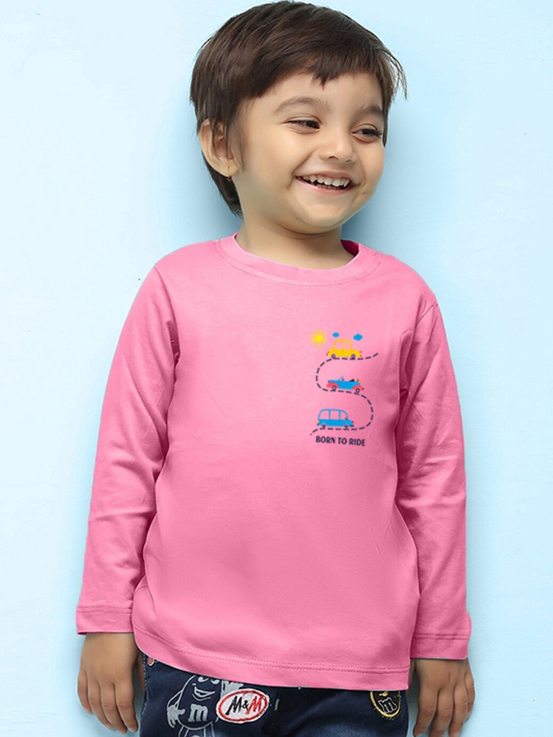 NUSYL Kids Pink Pure Cotton Applique Outdoor T-shirt