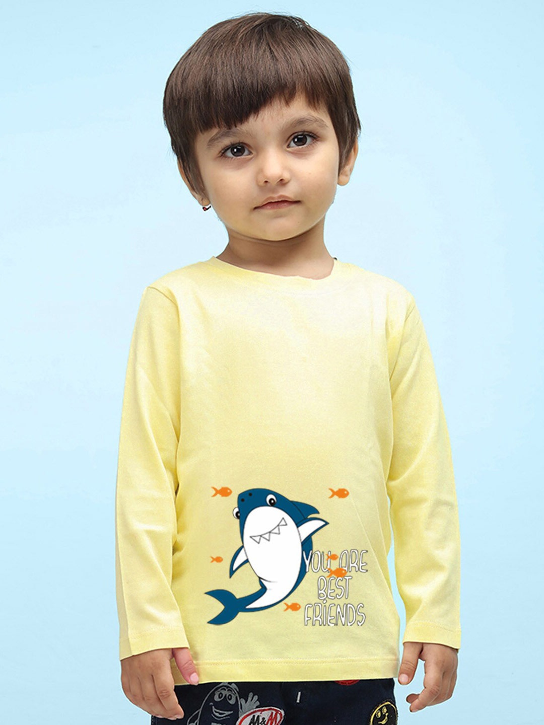 NUSYL Kids Yellow Typography Printed Pure Cotton Outdoor T-shirt