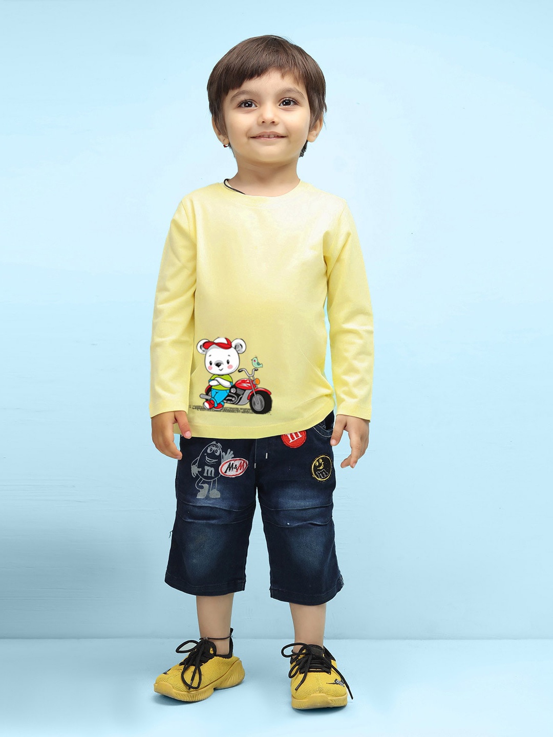 NUSYL infants Kids Graphic Printed Pure Cotton T-shirt, Yellow