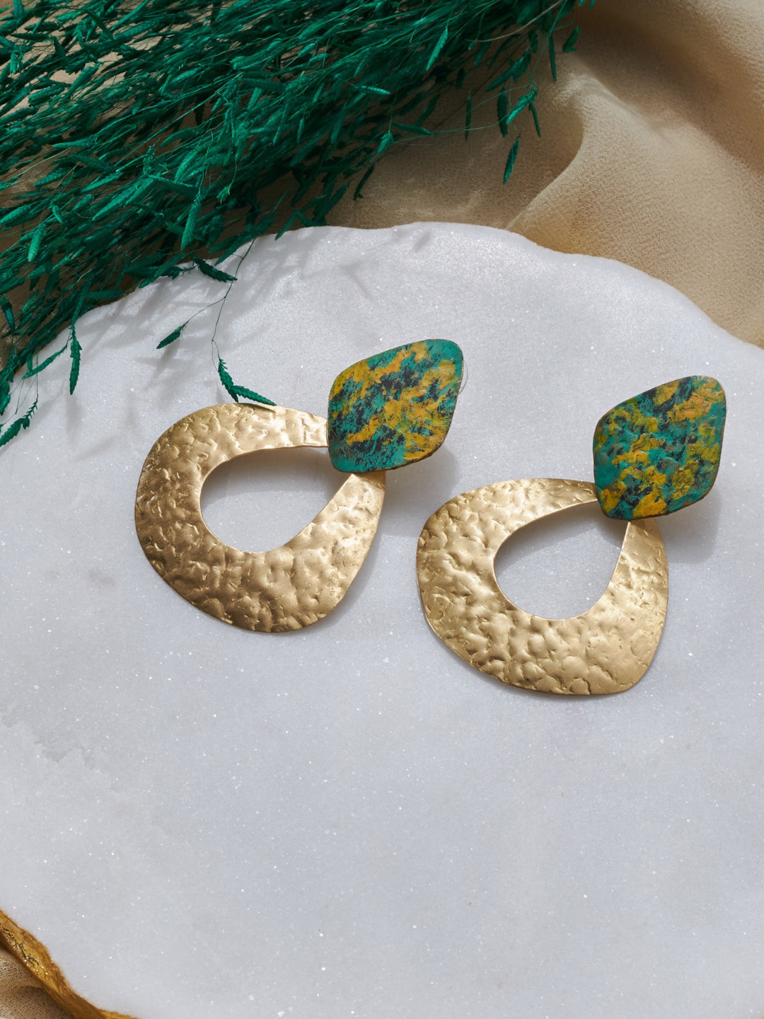 Fabindia Gold-Plated Contemporary Drop Earrings, Green
Fabindia Gold-Plated Contemporary Drop Earrings, Green