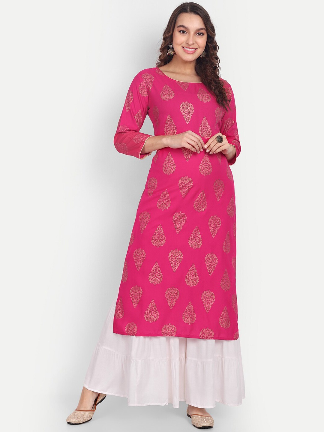 Aarti Fashion Ethnic Motifs Printed Block Print Pure Cotton Kurta with Sharara, Pink
Aarti Fashion Ethnic Motifs Printed Block Print Pure Cotton Kurta with Sharara, Pink