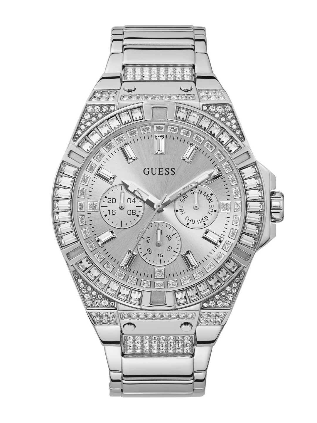 GUESS Men Embellished Dial & Stainless Steel Bracelet Style Straps Analogue Watch GW0209G1, Silver
GUESS Men Embellished Dial & Stainless Steel Bracelet Style Straps Analogue Watch GW0209G1, Silver