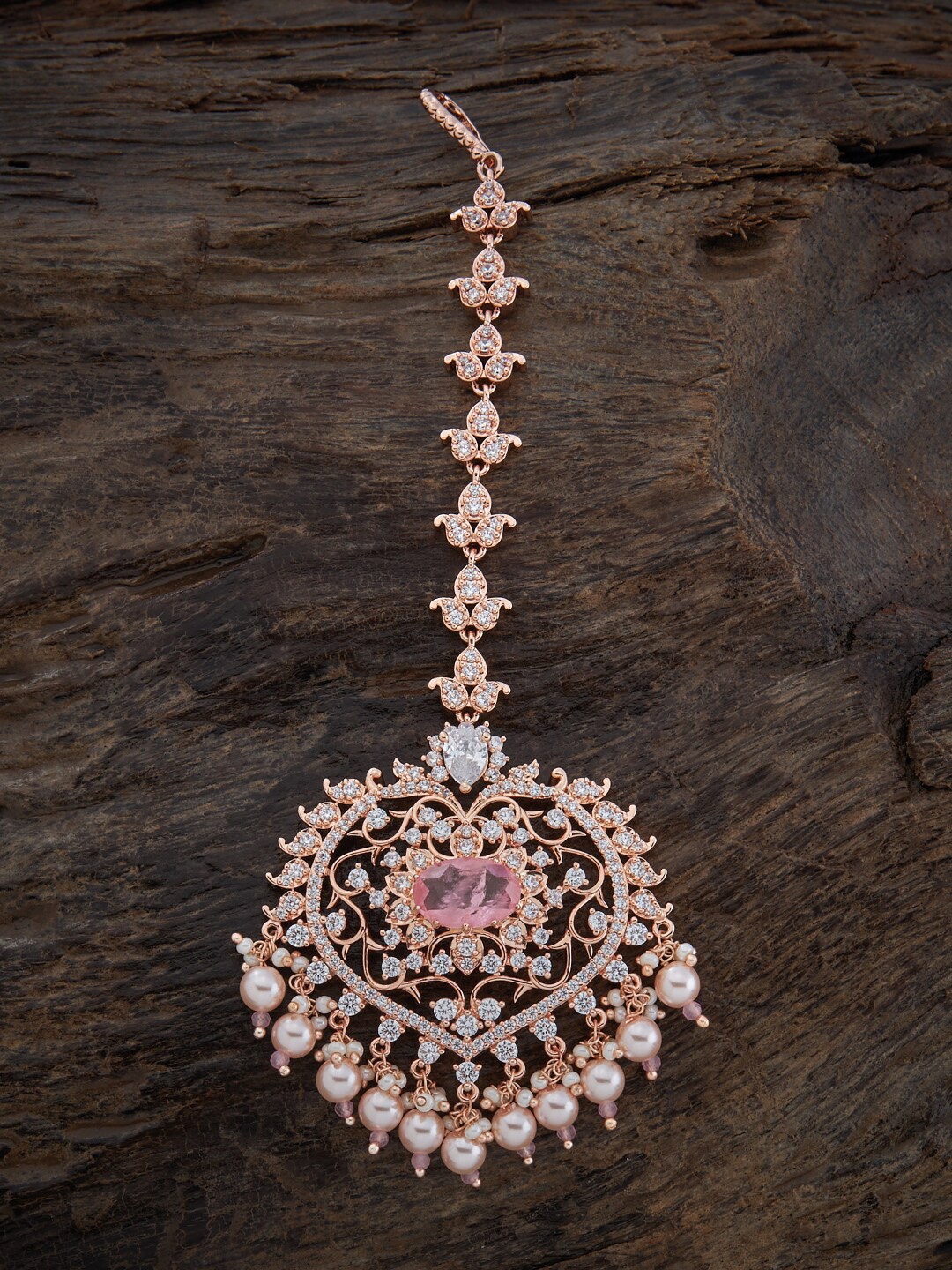 Kushal's Fashion Jewellery Rose Gold-Plated Stones Studded & Beaded Maang Tika, White
Kushal's Fashion Jewellery Rose Gold-Plated Stones Studded & Beaded Maang Tika, White