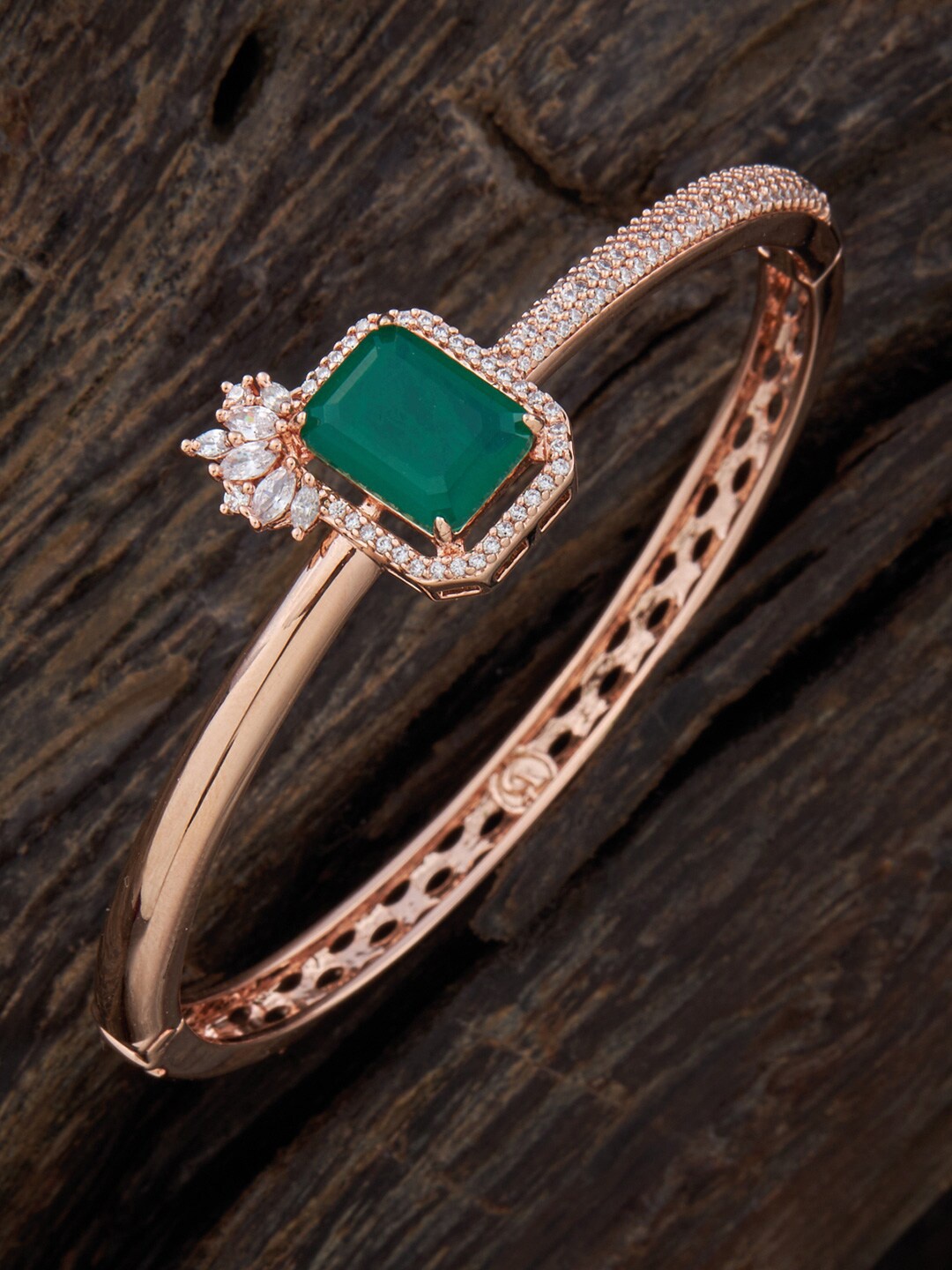Kushal's Fashion Jewellery Women Cubic Zirconia Rose Gold-Plated Kada Bracelet, Green
Kushal's Fashion Jewellery Women Cubic Zirconia Rose Gold-Plated Kada Bracelet, Green